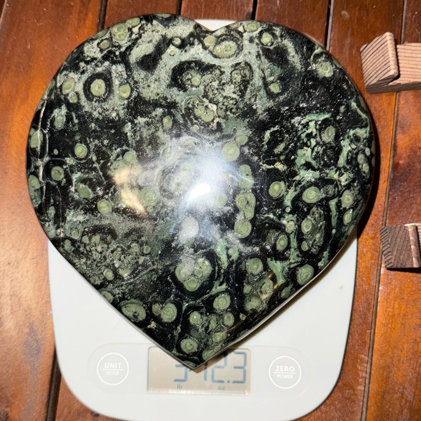 Kambaba Crystal Heart with Wood Stand