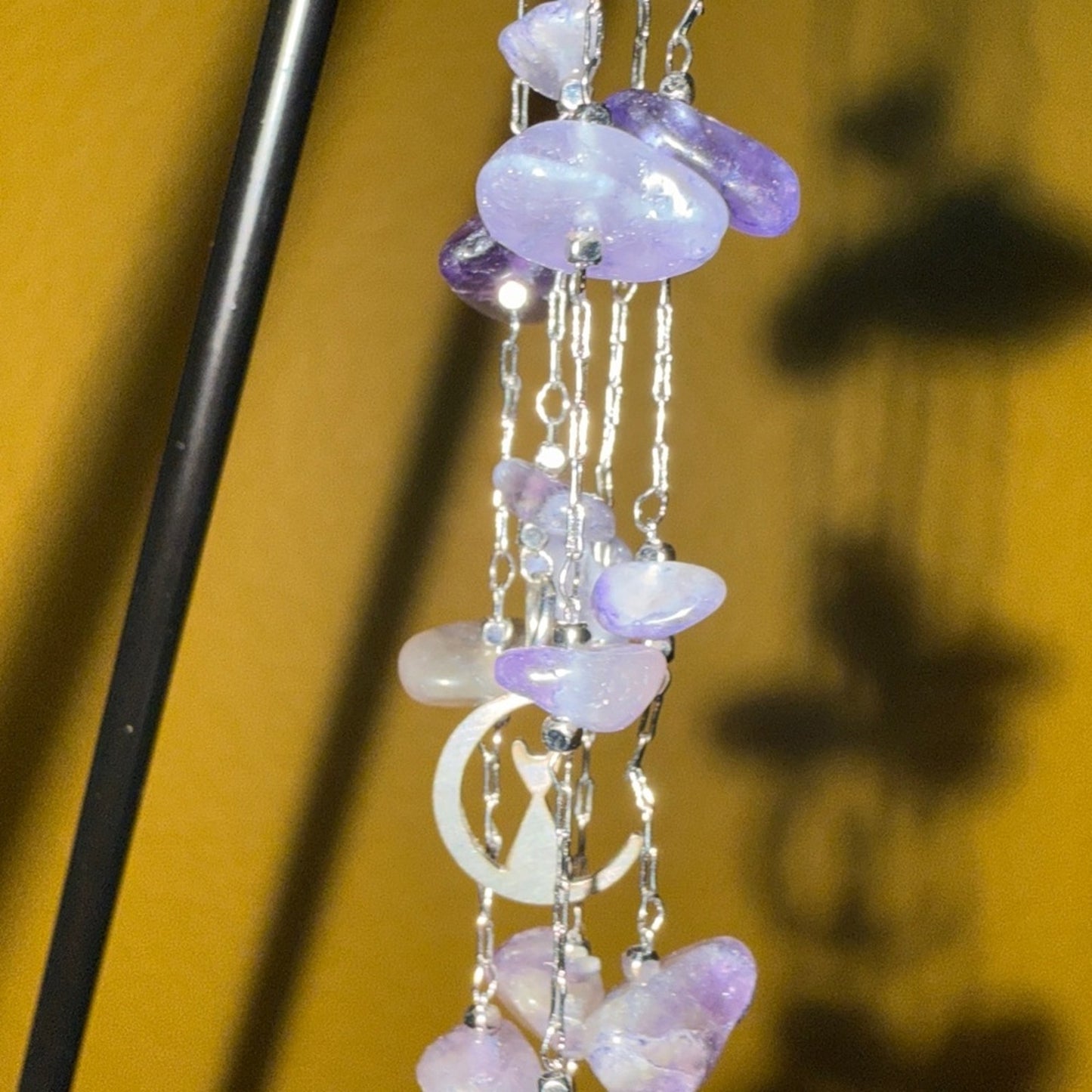 Amethyst Chips Black Geometric Sphere Holder & Sphere! 🌹🌹