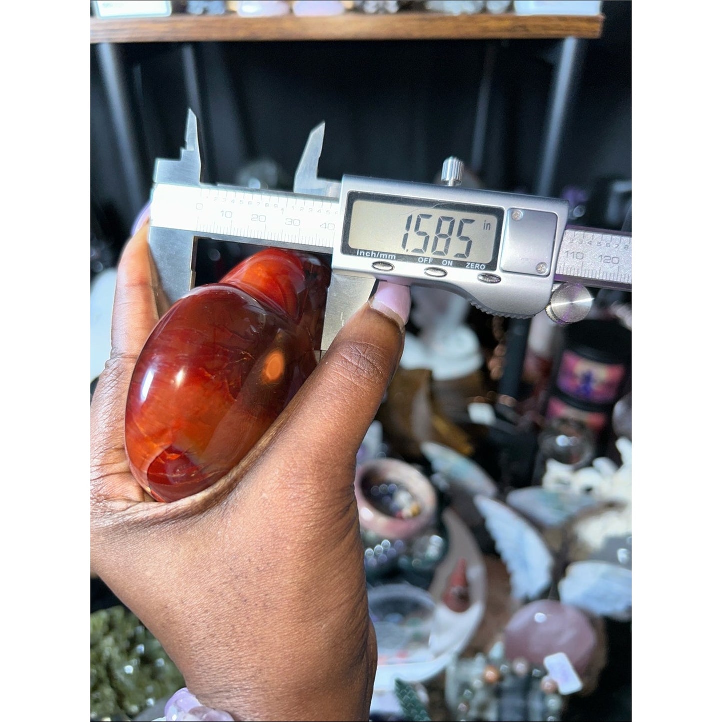 Polished Carnelian Agate Heart Gemstone w/Metal Stand - PRICE VERY FIRM