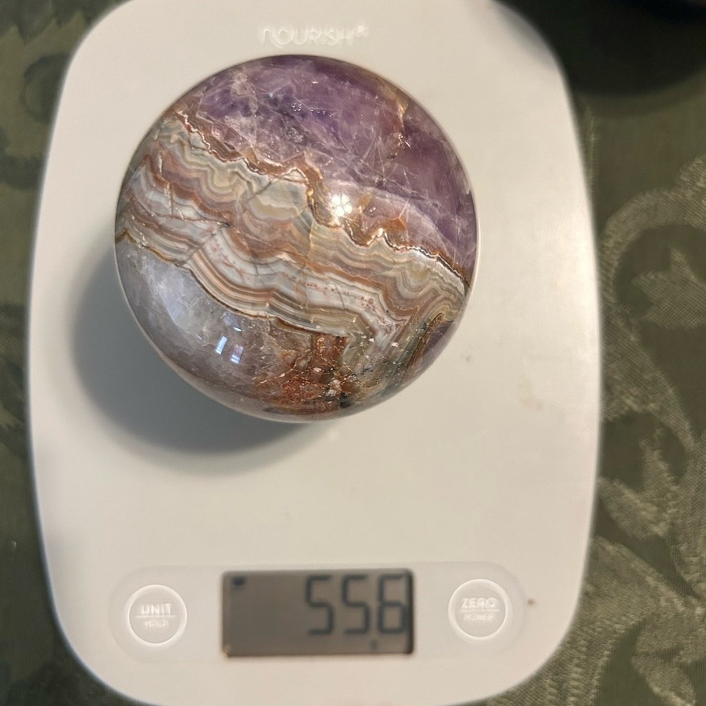 Amethyst and Mexican Lace Agate Sphere 74MM - MXAGAMYSPSML
