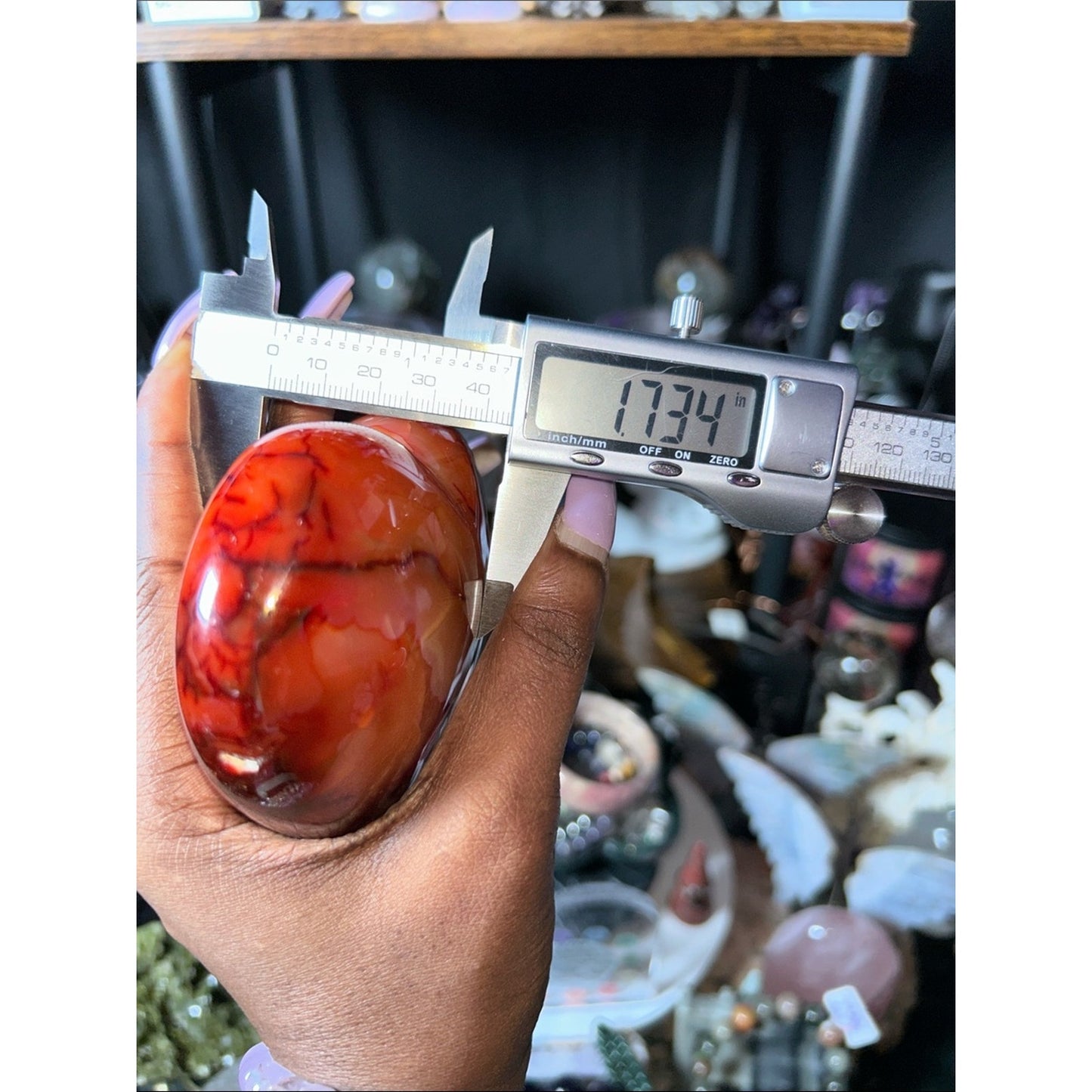 Polished Carnelian Agate Heart Gemstone w/Metal Stand - PRICE VERY FIRM