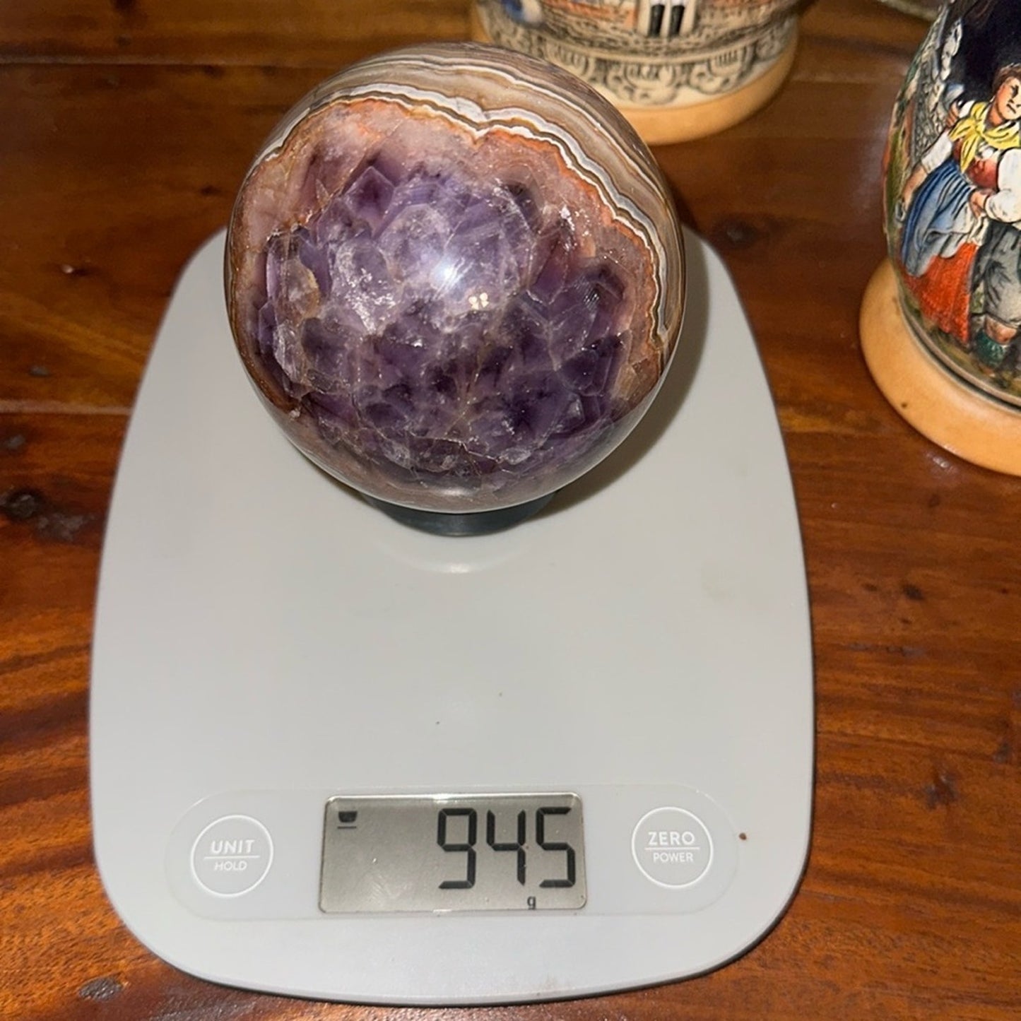 Amethyst and Mexican Lace Agate Sphere - Large 81MM MXAGAMYSPHLRG