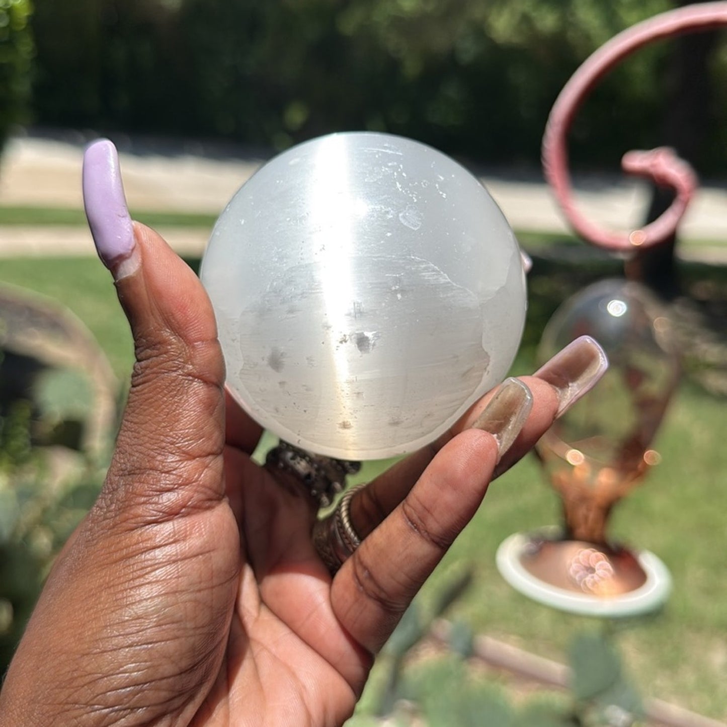 White Satin Spar (Selenite) Crystal Sphere