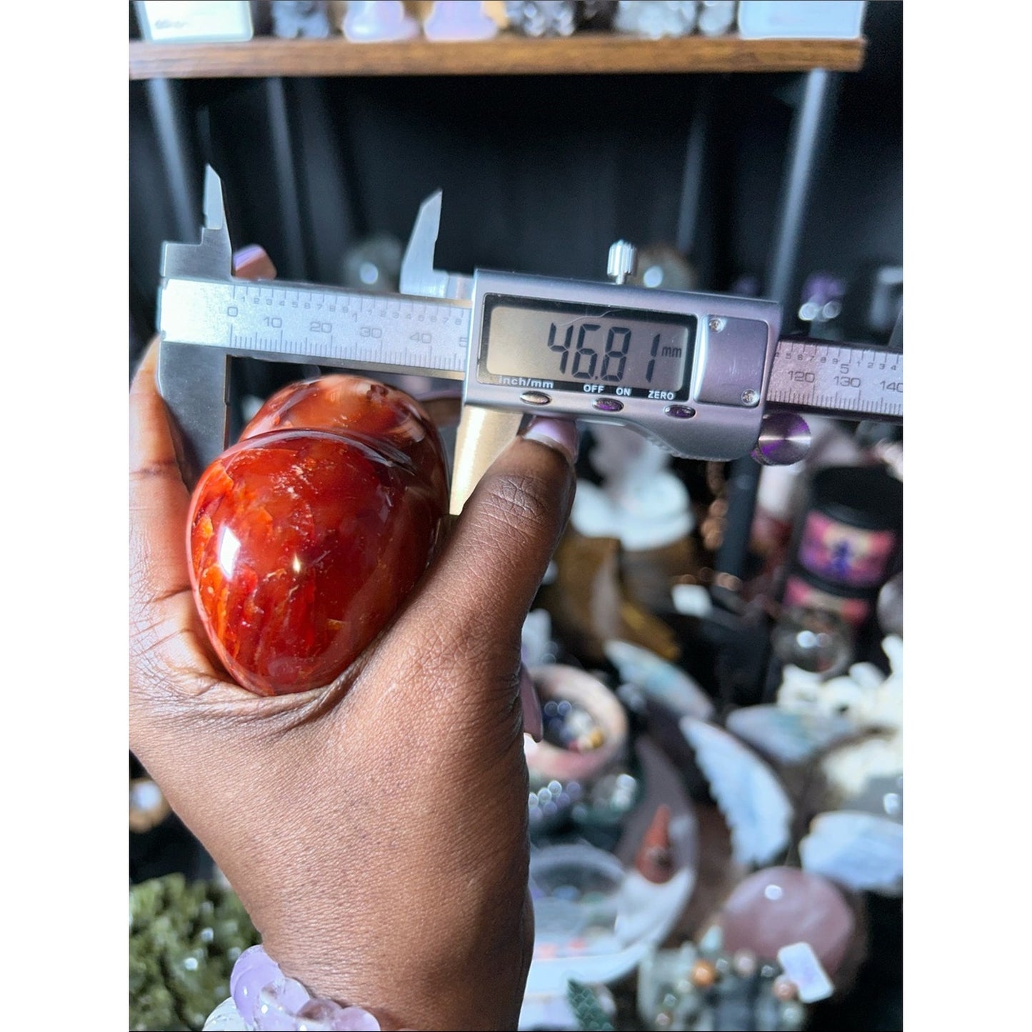 Polished Carnelian Agate Heart Gemstone Sculpture on Metal Stand - PRICE FIRM