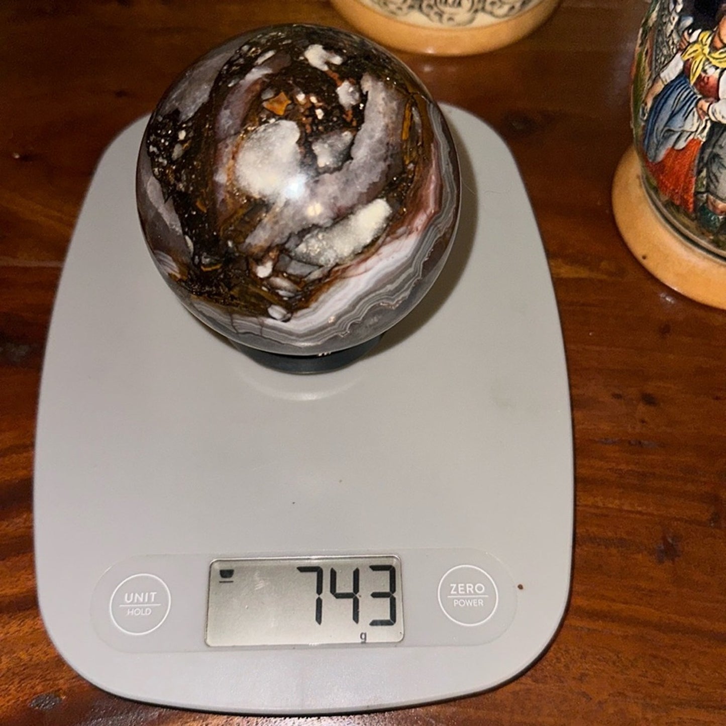 Amethyst and Mexican Lace Agate Large Sphere 81MM - MXAGAMYSPMED