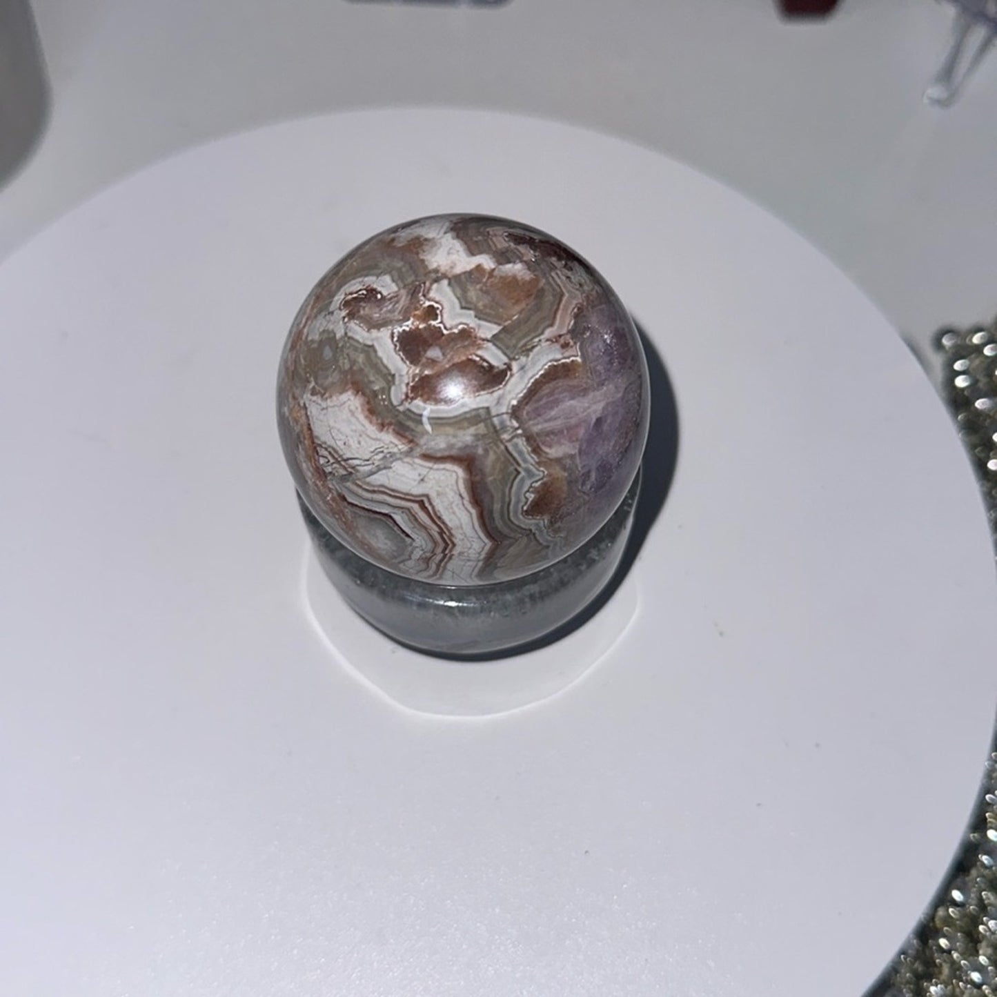 Mexican Lace Agate and Amethyst Sphere - Small 56 MM MXAGAMYSPH-S001