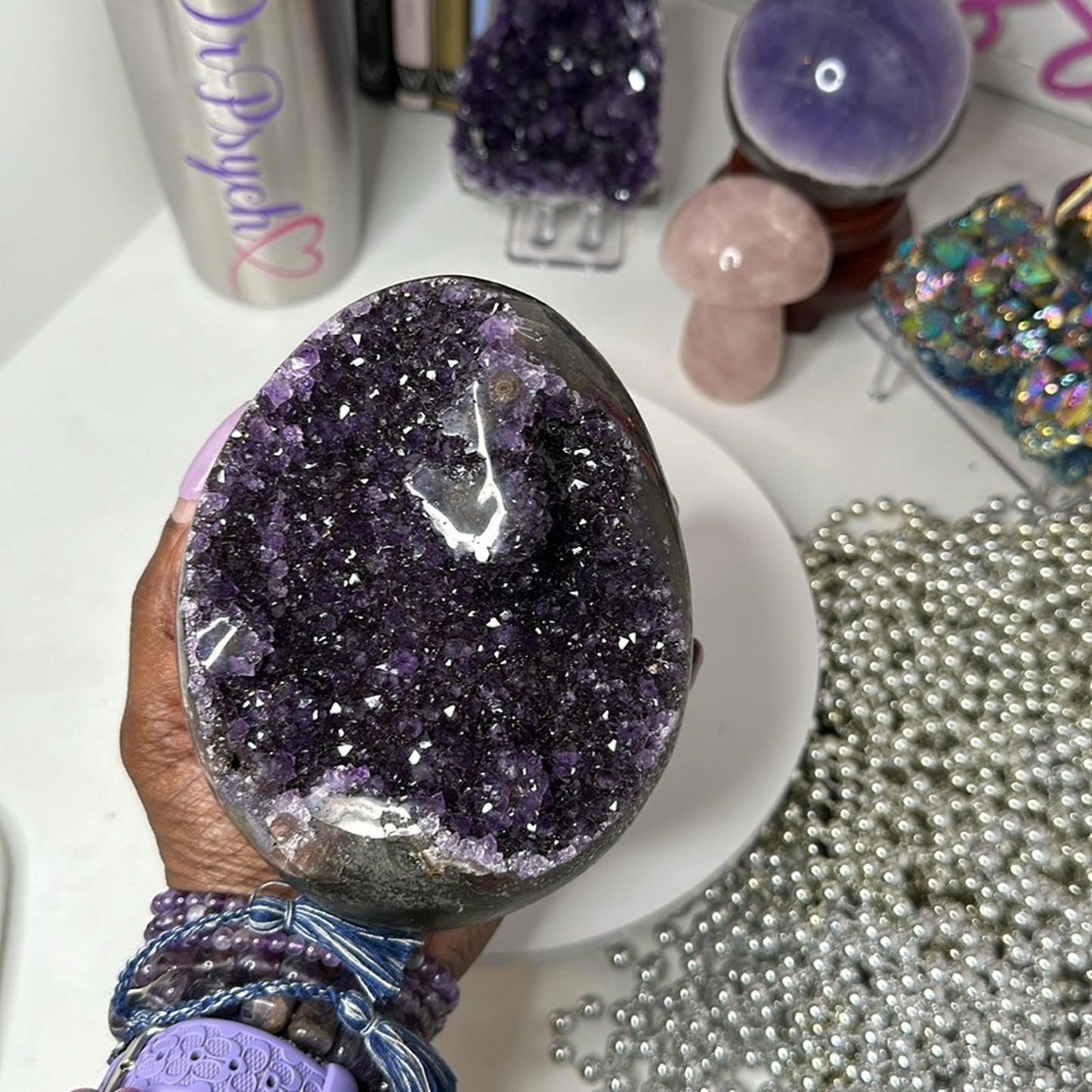 Amethyst Raw Freeform Egg Dinosaur - DRUZYAMYEGGEYE-001 135MM