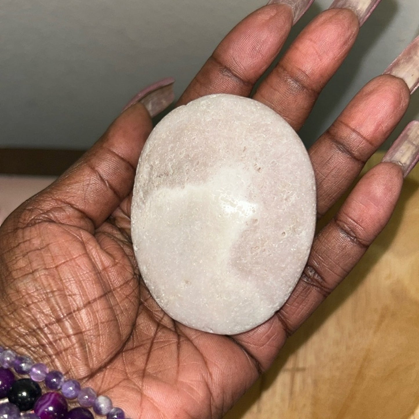 Pink Amethyst Palm stone set PAPLMSTNE - SET002