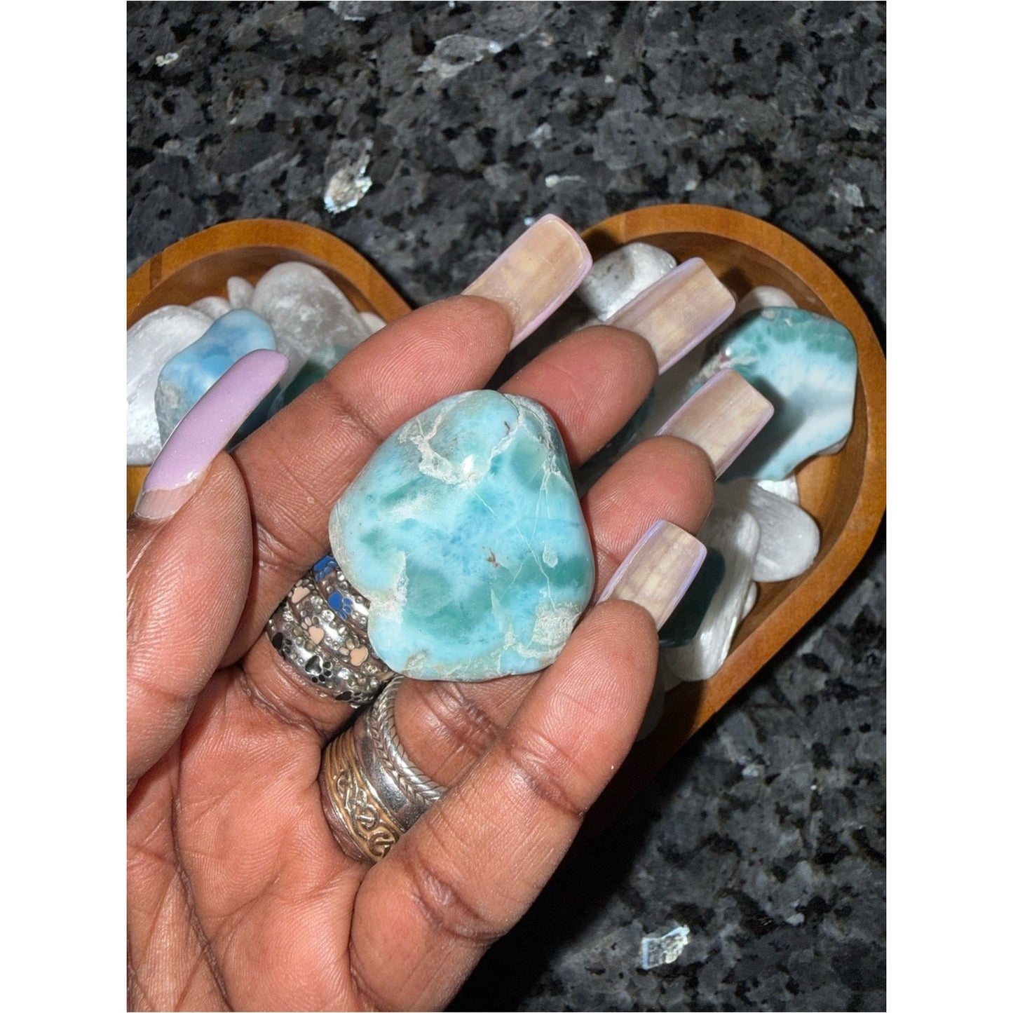 Beautiful Blue-Green Larimar Tumbled Crystals - Grades AAA, AA & A Price for 1