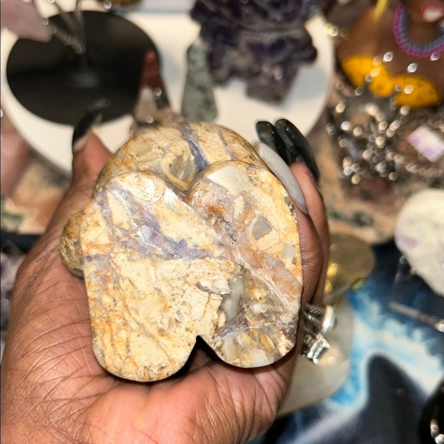 Natural Opalized Fluorite Root Stone Bear Custom