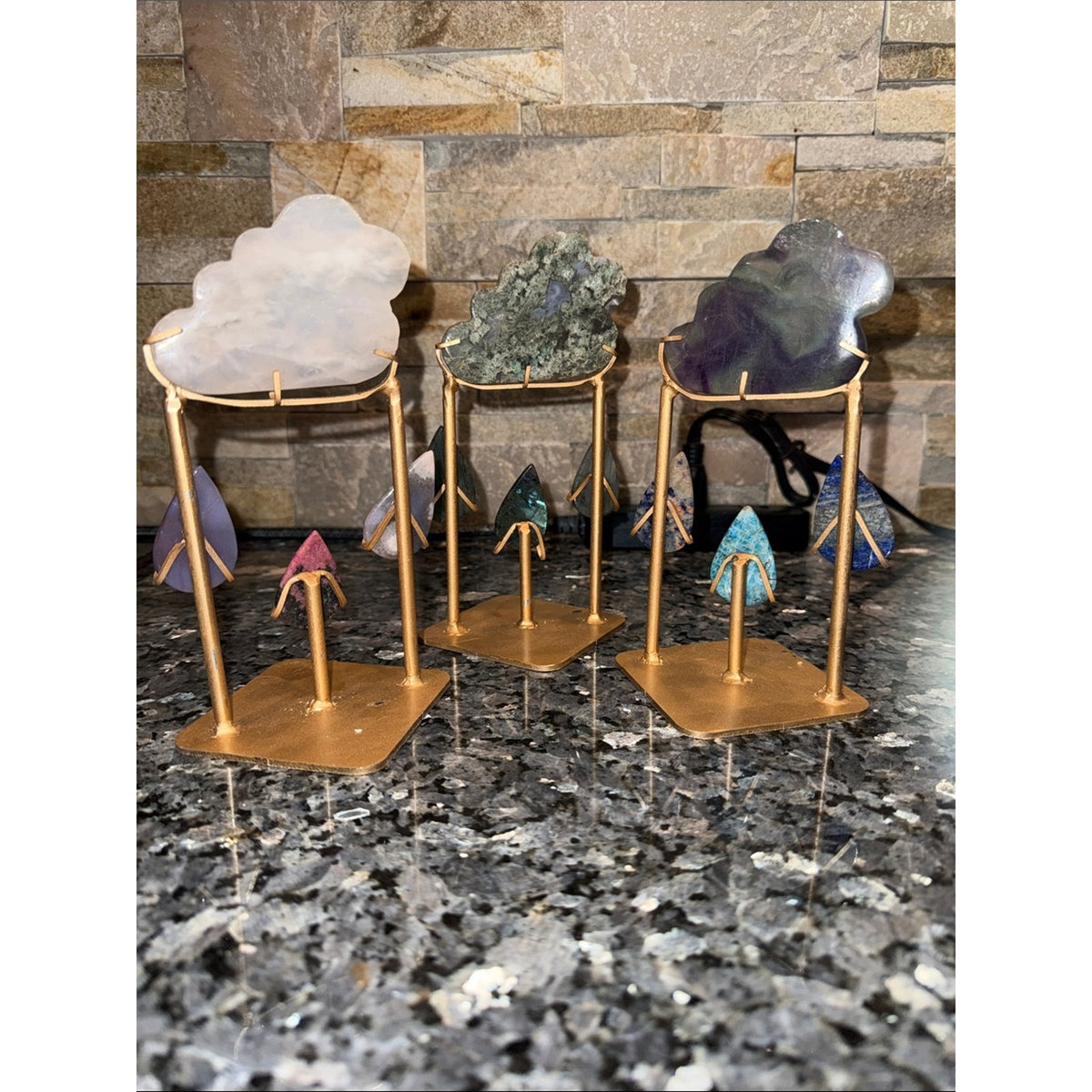Crystal Cloud and Raindrops Set 7” tall - Price for 1 set