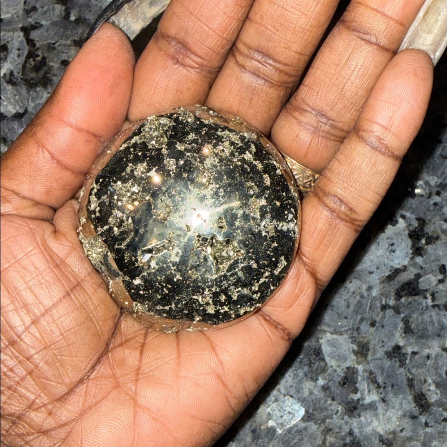 Shimmering Pyrite Palm Stone