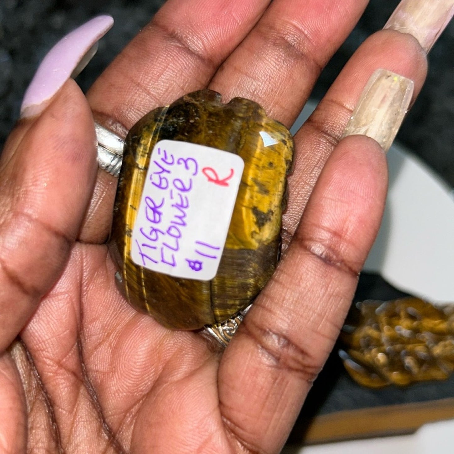 All Natural Tiger’s Eye Flower carving - PRICE FOR 1 FLOWER. PRICE FIRM