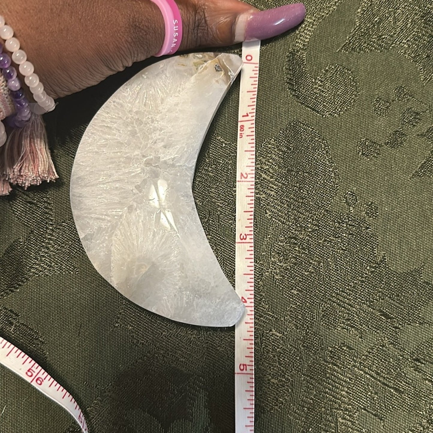 Moss Agate Crescent Moon- MAMOON - 003