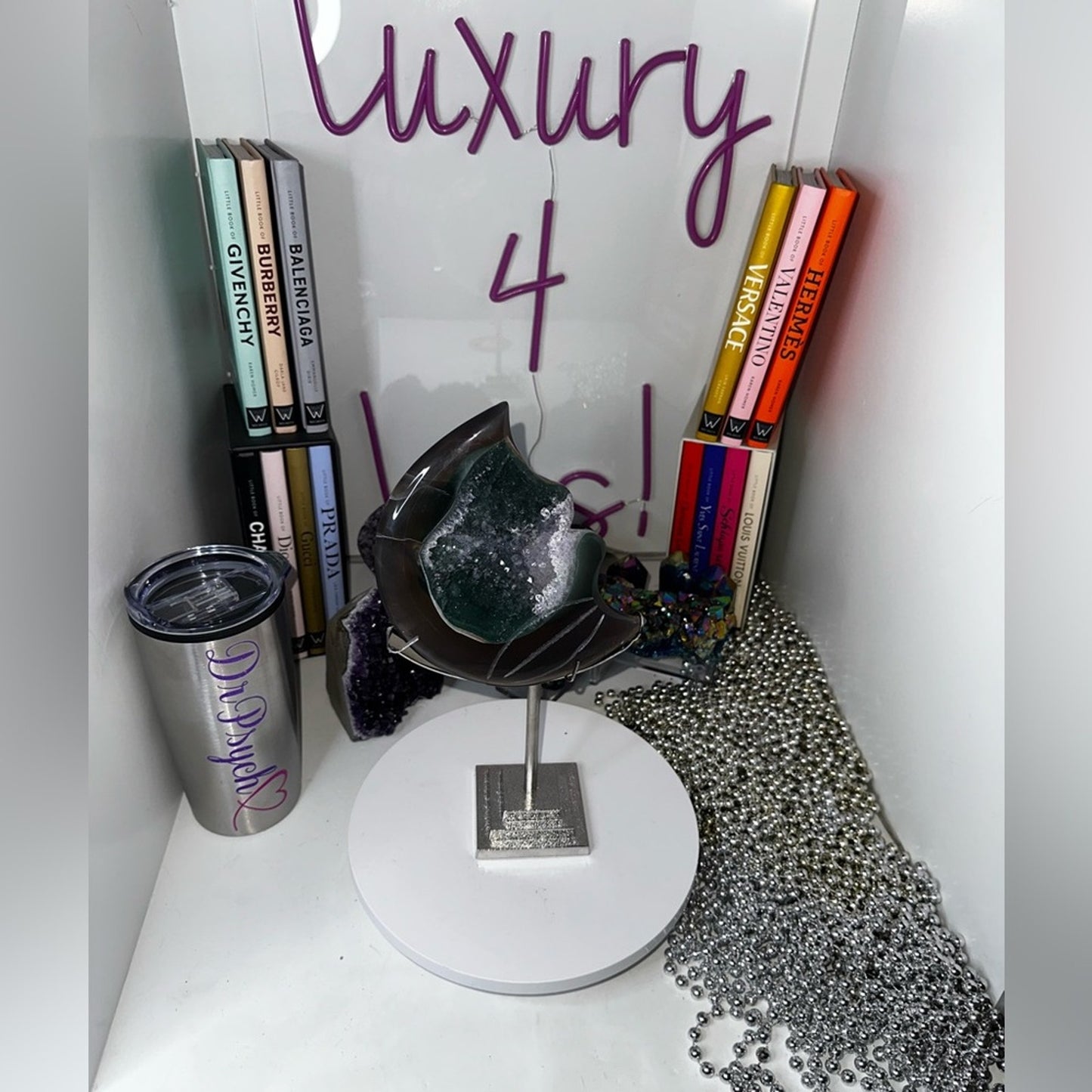 Amethyst, Quartz, & Agate Moon Custom carving AMAGTMOON-MED