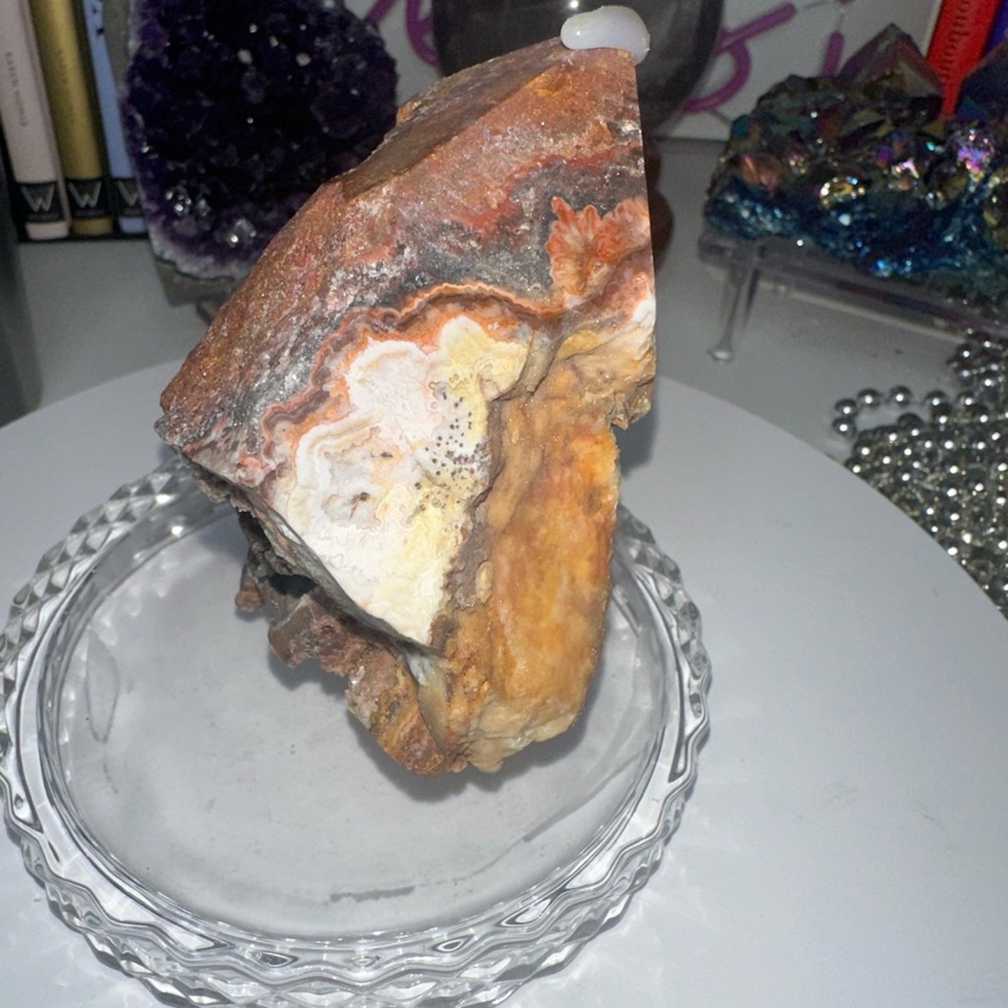 Carnelian Agate Quartz Druzy Freeform 83MM - CNAGATEFREEFORM-001