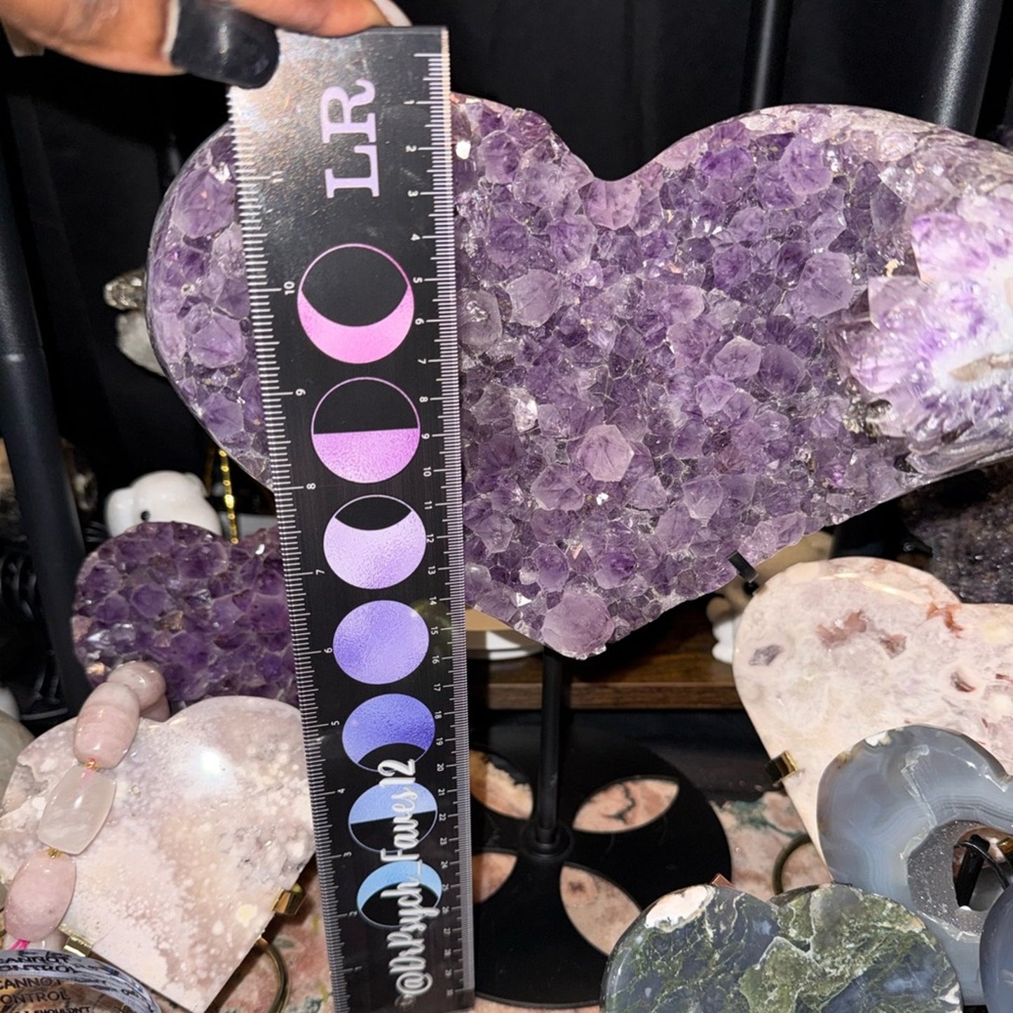 Amethyst Heart-Shaped Geode Custom Carving and Stand