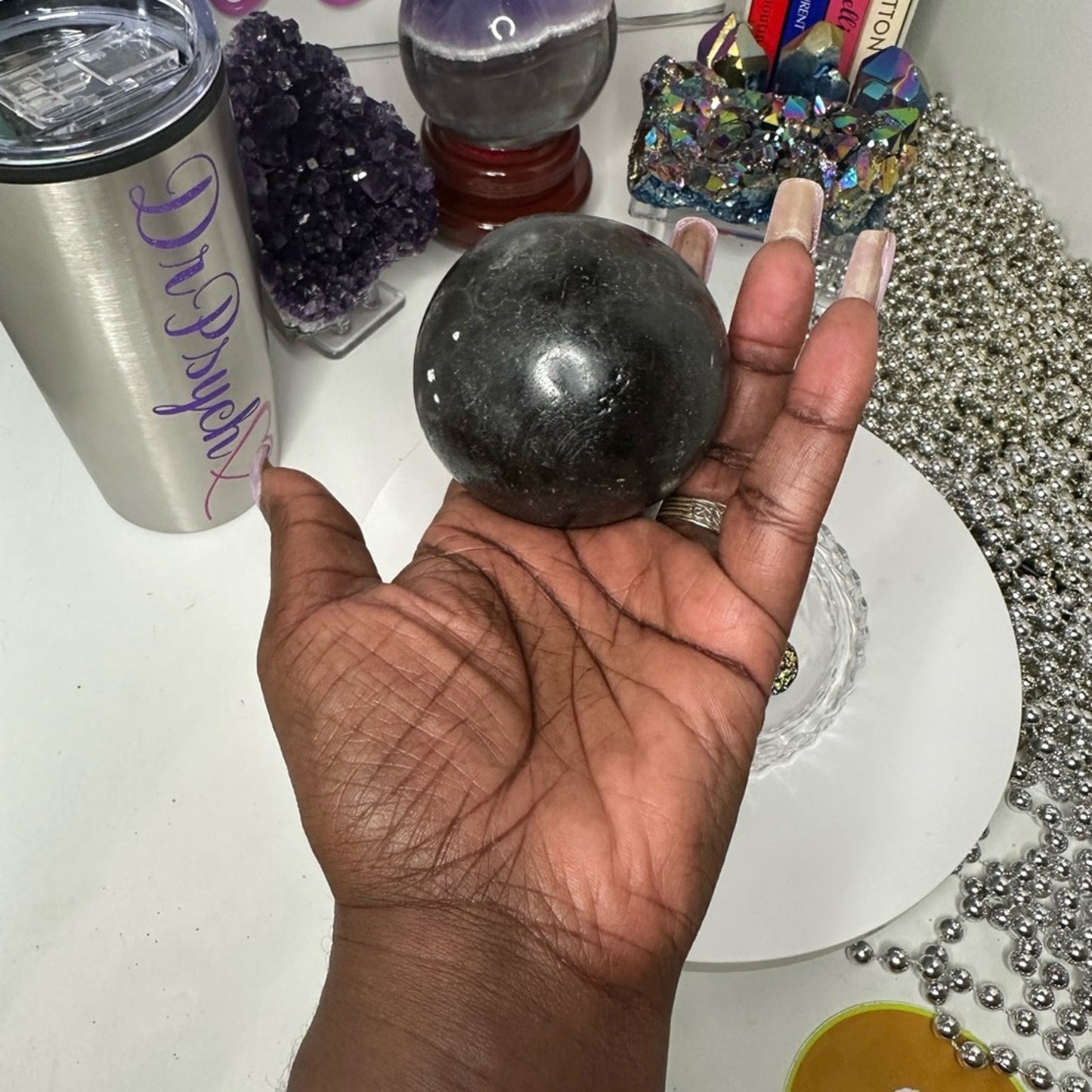 Brazilian Amethyst “Purple Ice” Druzy Small Sphere - 65.54MM - BRAMYSPH-001