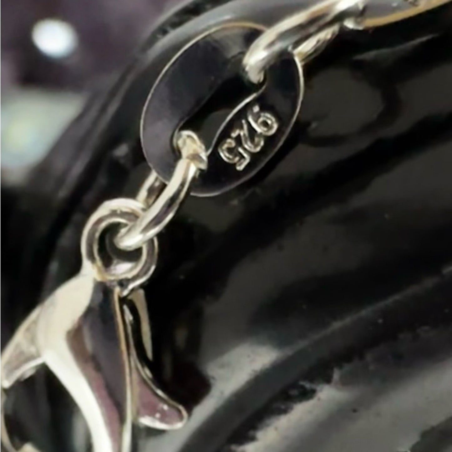 Charoite Teardrop Pendant Natural Stone Sterling Silver 925 Necklace 18”