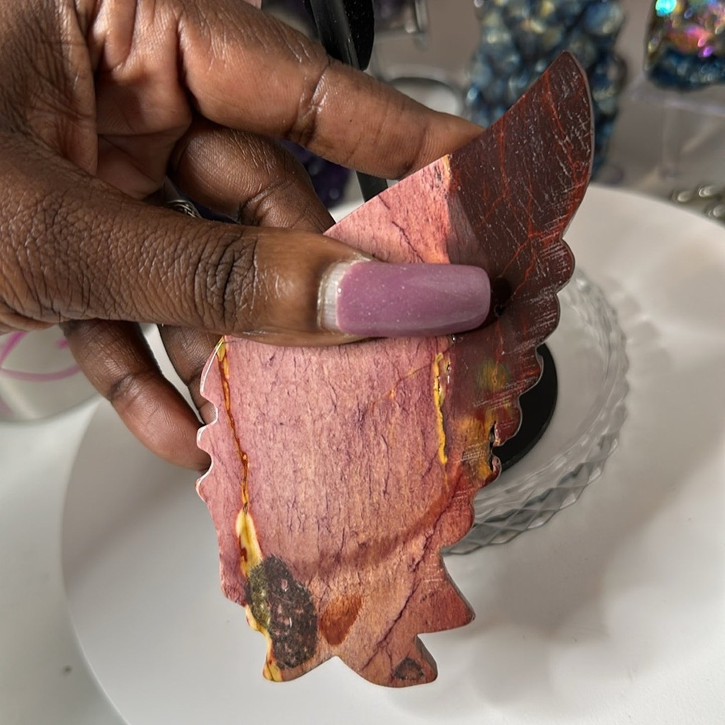 Mookaite custom Butterfly Pink Purple carving #168