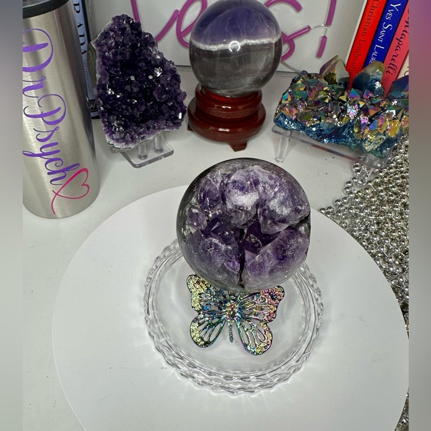 Brazilian Amethyst “Purple Ice” Druzy Small Sphere - 65.54MM - BRAMYSPH-001