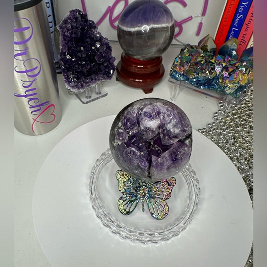 Brazilian Amethyst “Purple Ice” Druzy Small Sphere - 65.54MM - BRAMYSPH-001