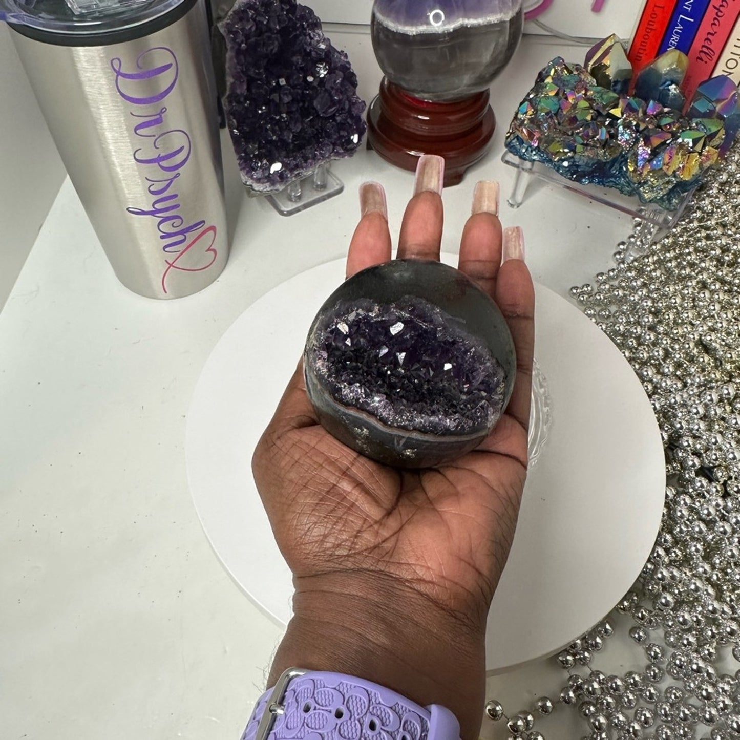 Brazilian Amethyst Druzy Sphere - BRAMYSPH-002