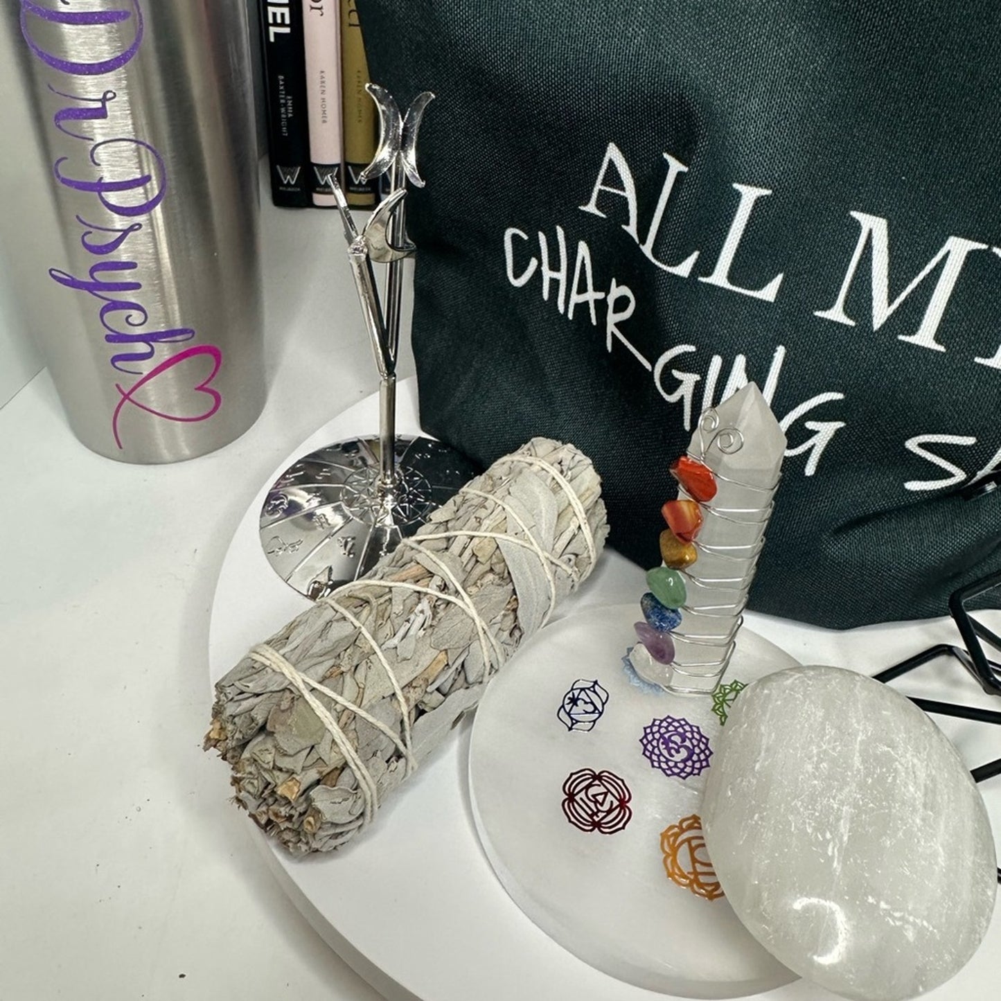 DrPsych_Faves12! Charge & Cleanse Crystal Starter Kit! Black bag. 🌹🌹🤍🤍