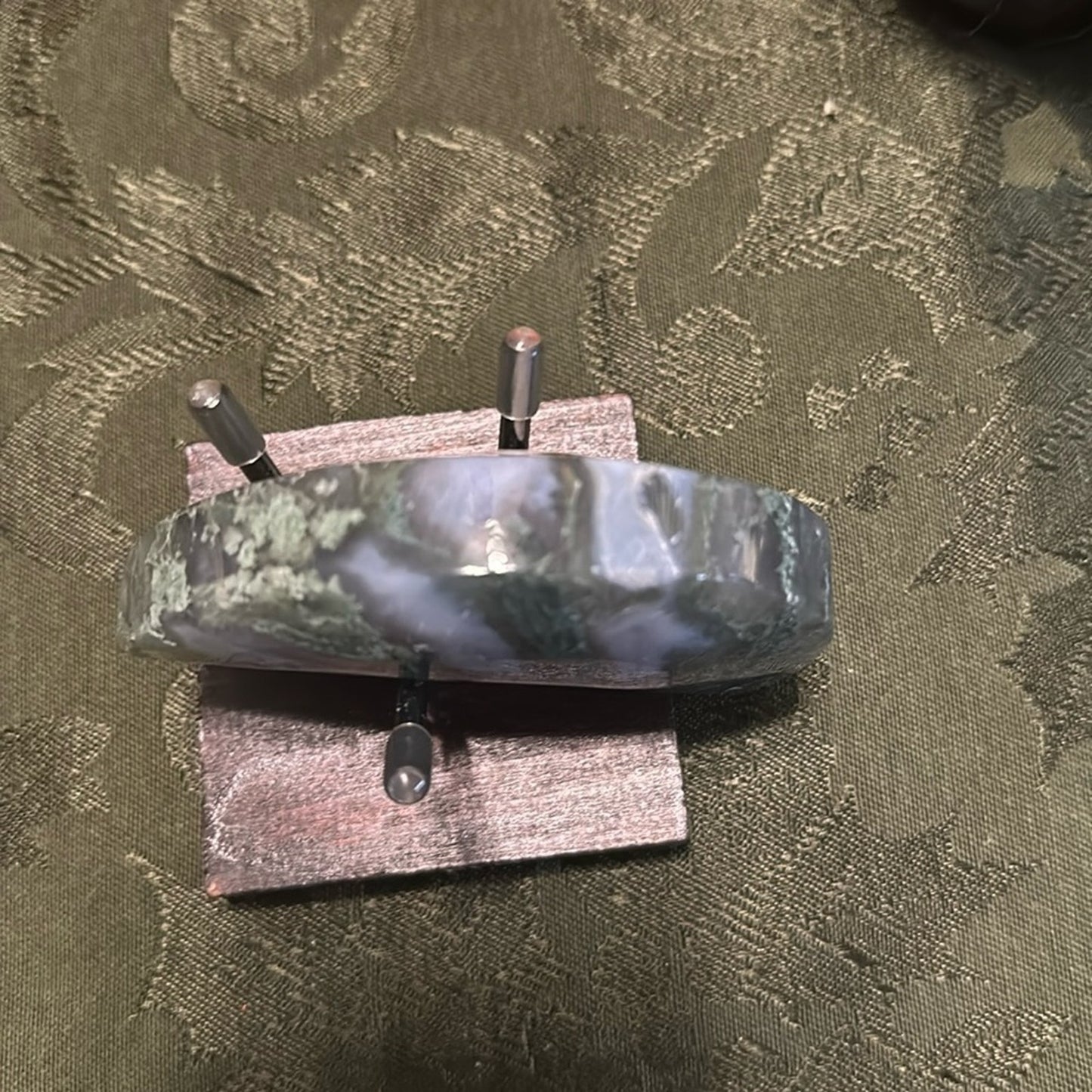 Moss Agate Blue & Green Crescent Moon- MAMOON - 001