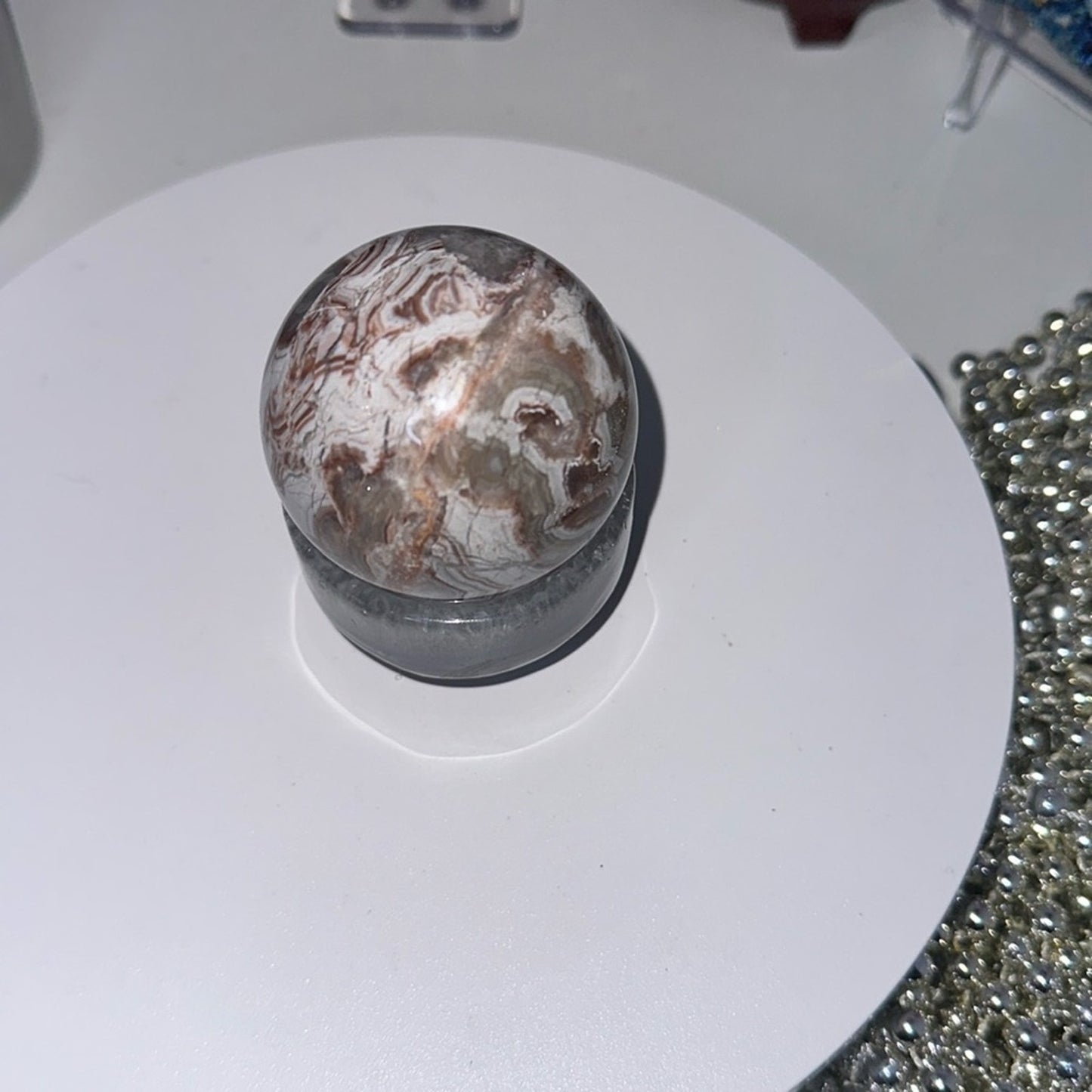 Mexican Lace Agate and Amethyst Sphere - Small 56 MM MXAGAMYSPH-S001