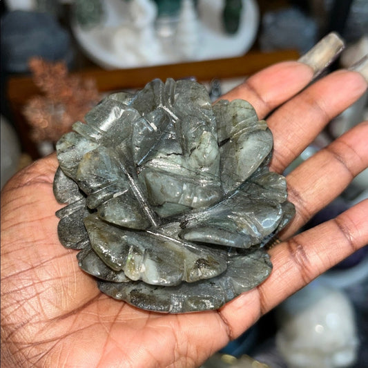 Labradorite Lotus Flower and stand Medium