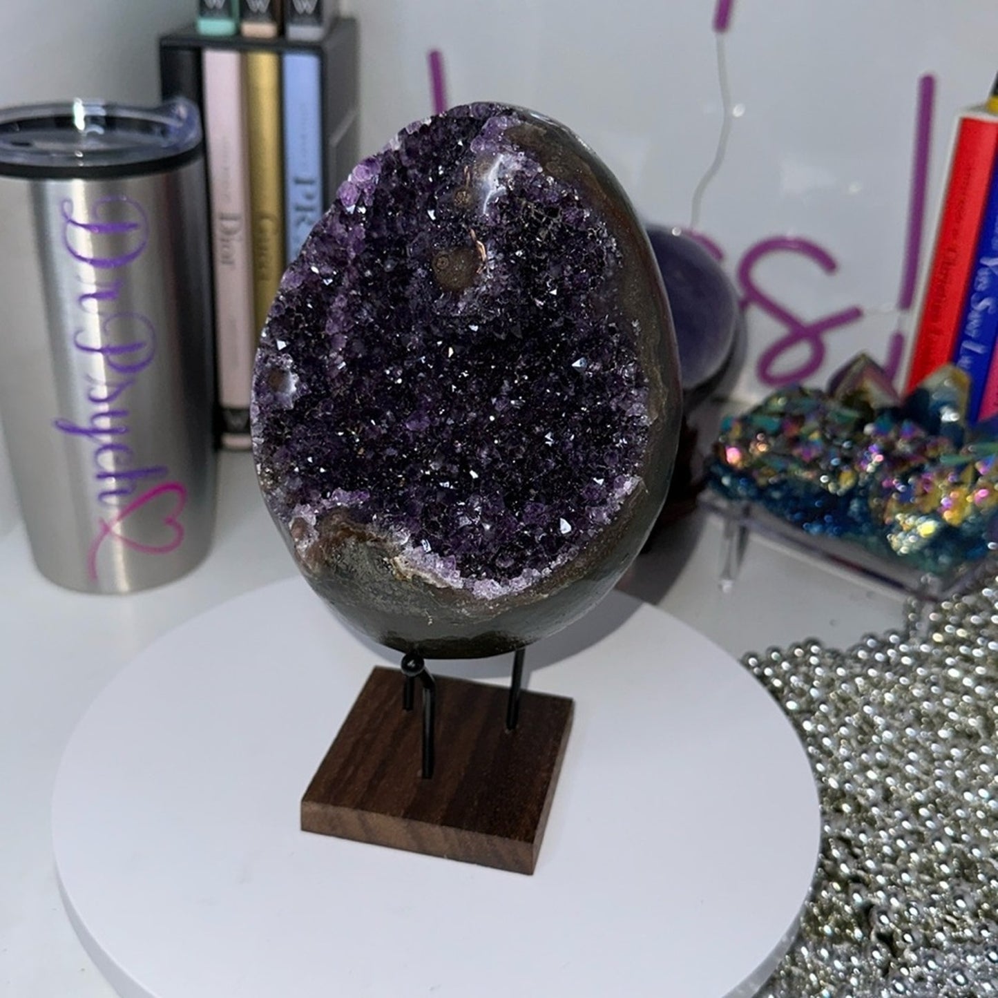 Amethyst Raw Freeform Egg Dinosaur  - DRUZYAMYEGGEYE-001 135MM