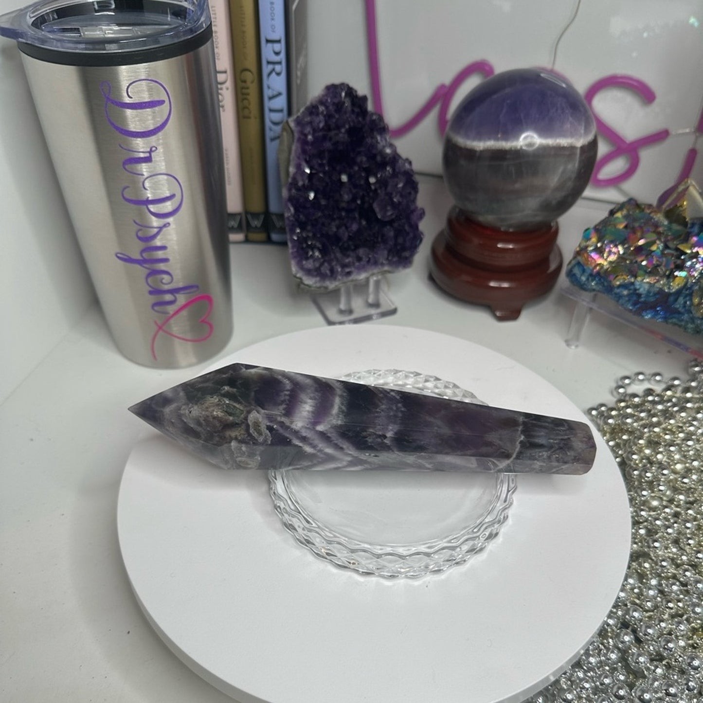 Chevron Amethyst Wand - 7.25 inches - CHAMYWND7.25-001