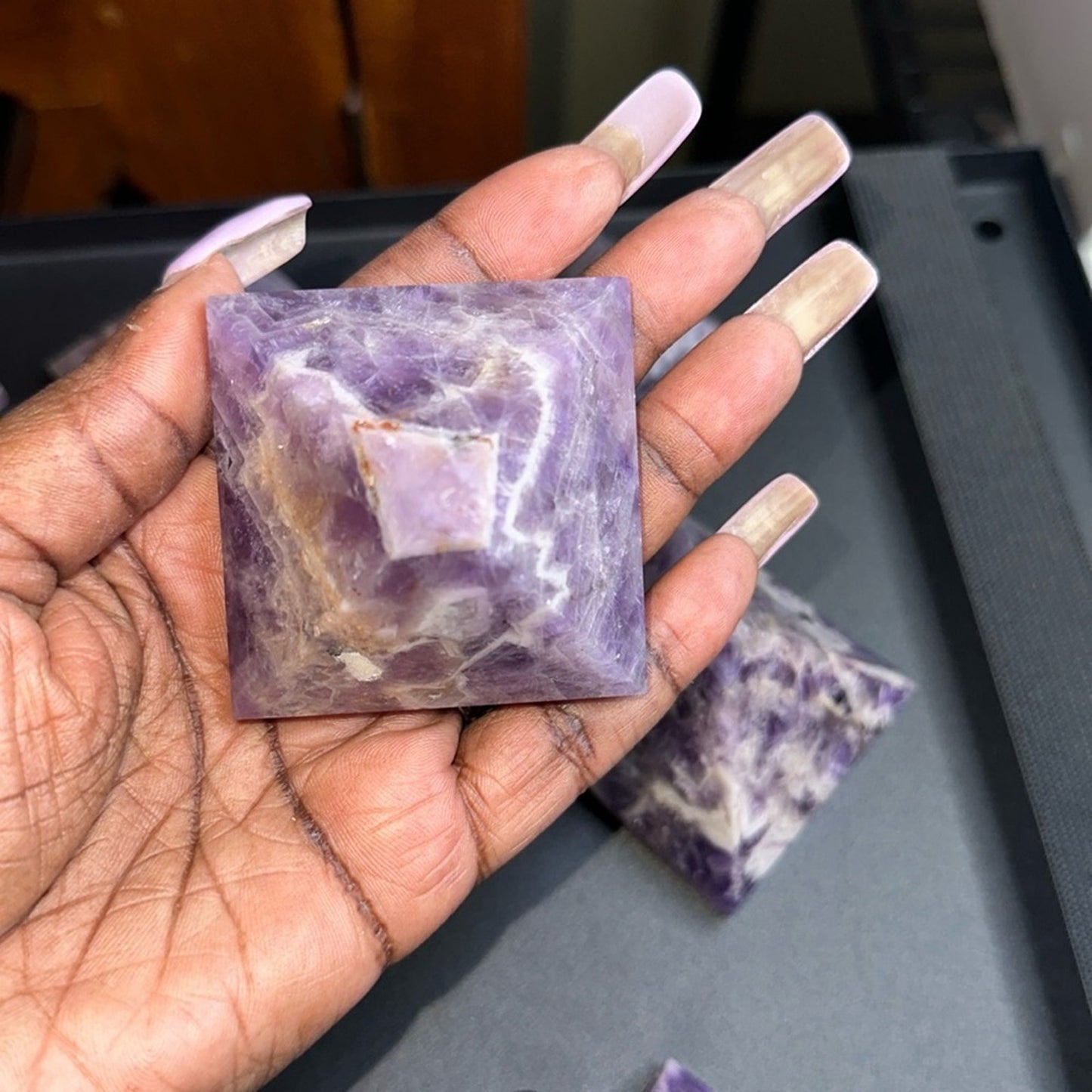 Chevron Dream Amethyst Pyramid Carvings Columns 1, 2, 3 - Price for 1