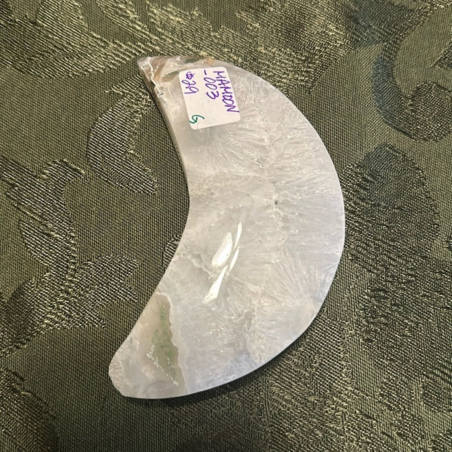 Moss Agate Crescent Moon- MAMOON - 003