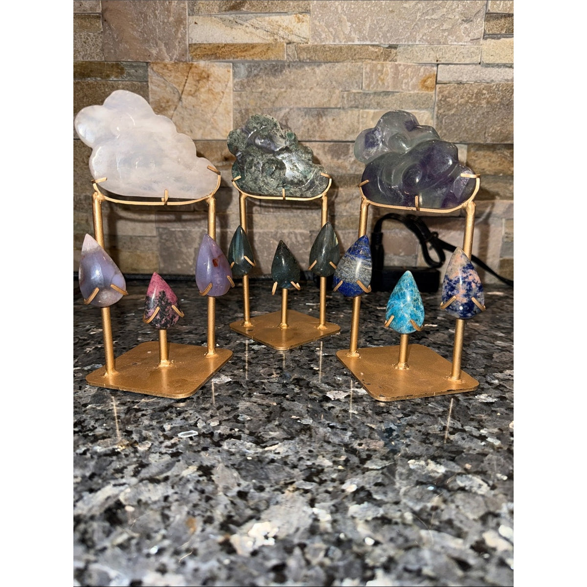 Crystal Cloud and Raindrops Set 7” tall - Price for 1 set