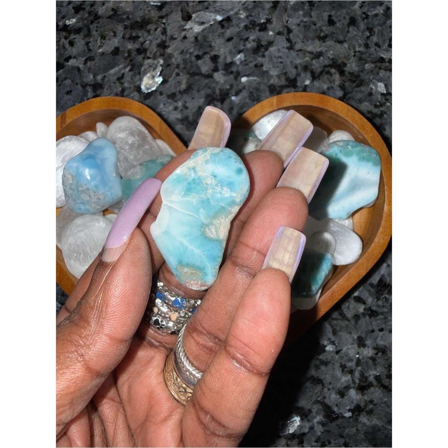 Beautiful Blue-Green Larimar Tumbled Crystals - Grades AAA, AA & A Price for 1