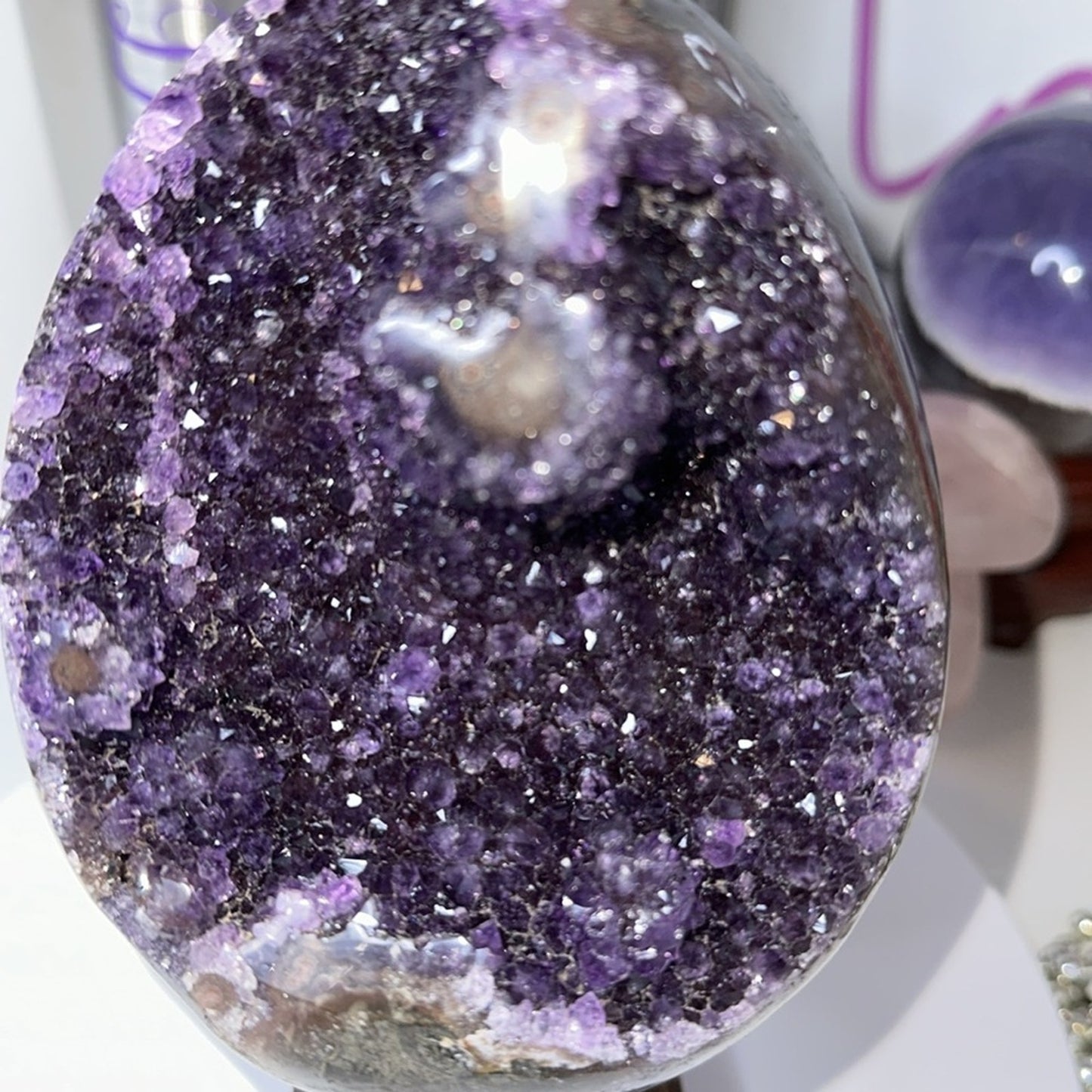 Amethyst Raw Freeform Egg Dinosaur  - DRUZYAMYEGGEYE-001 135MM
