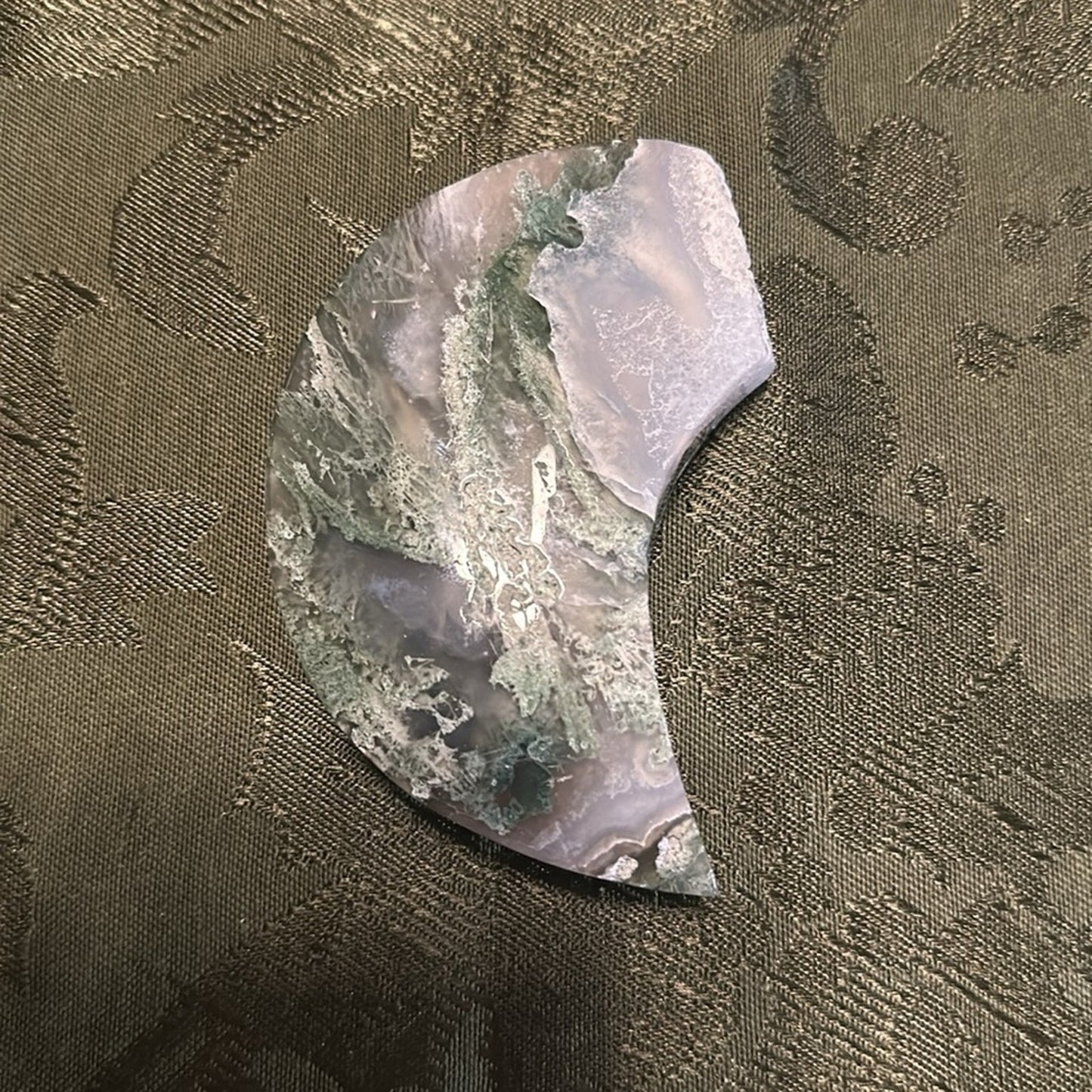 Moss Agate Crescent Moon- MAMOON - 004