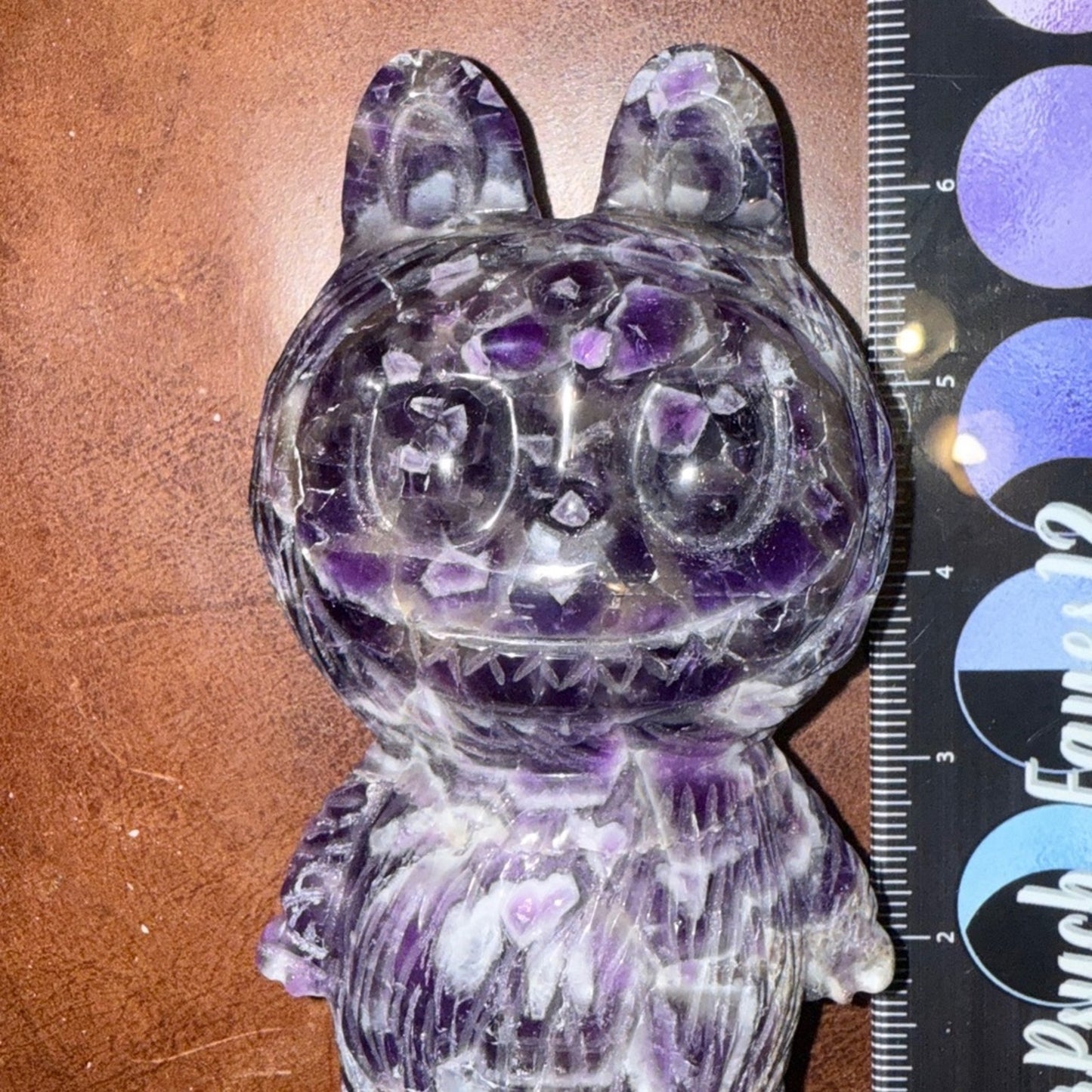 Labubu Crystal Dream Amethyst 6.5” approximately custom carving B