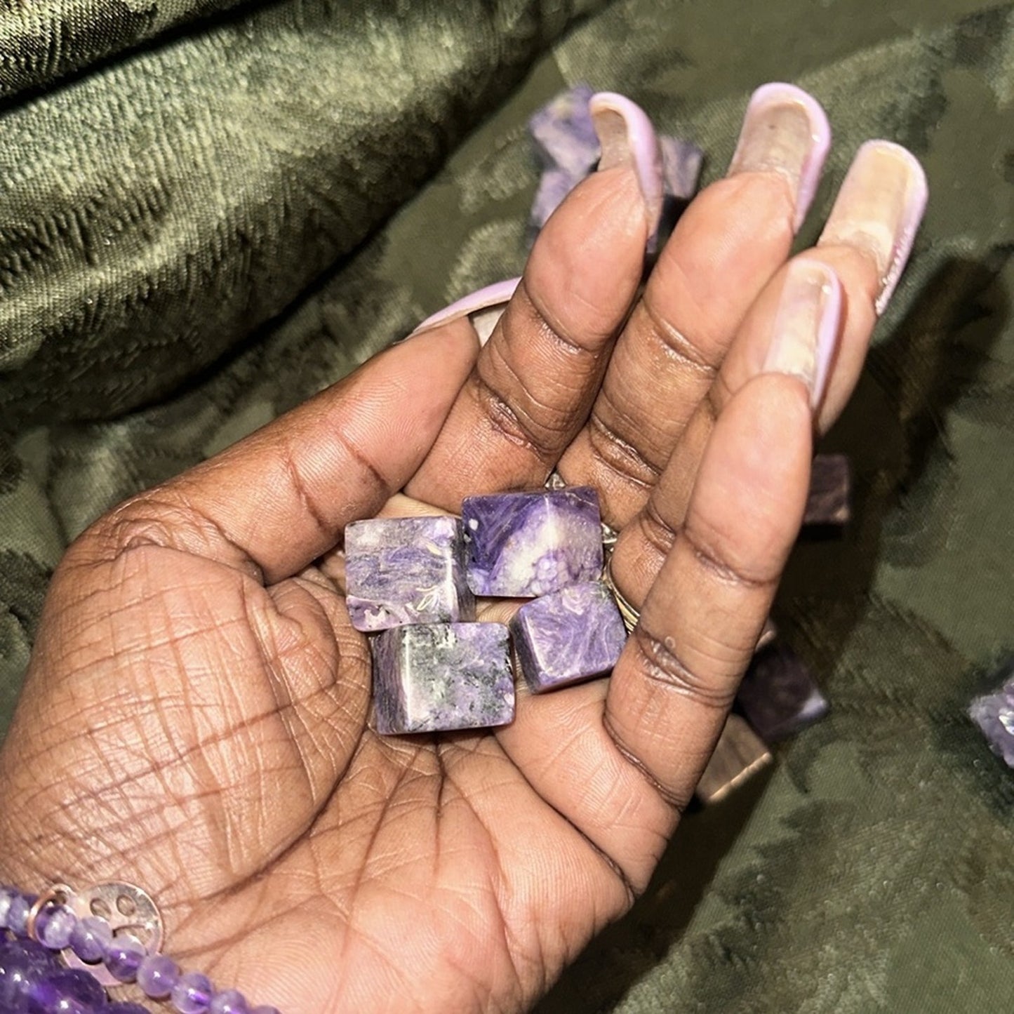 Charoite Cubes - Set of 4/$25