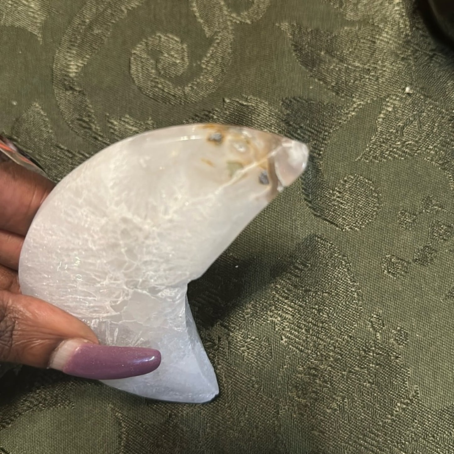 Moss Agate Crescent Moon- MAMOON - 003