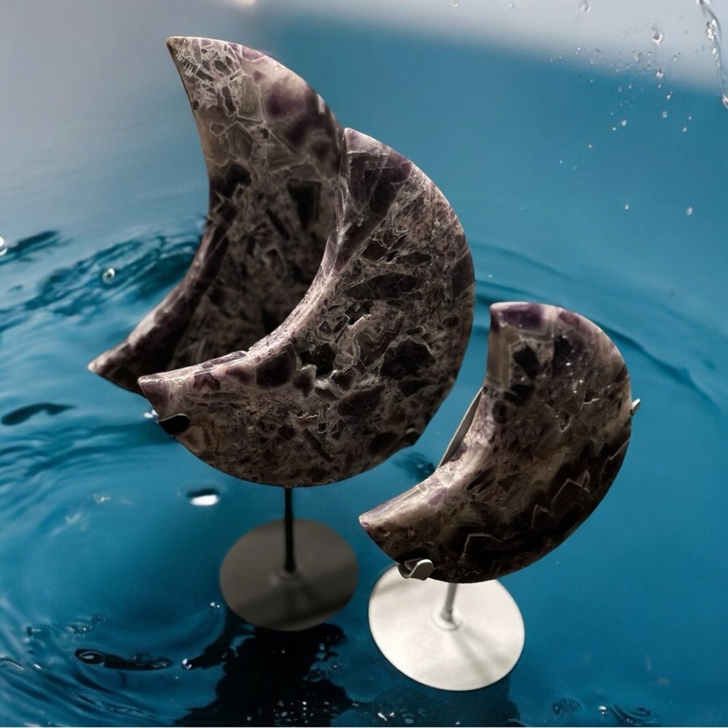 Chevron Dream Amethyst Crescent Moon plate - CHAMYMOON-SML 99.5MM 621g