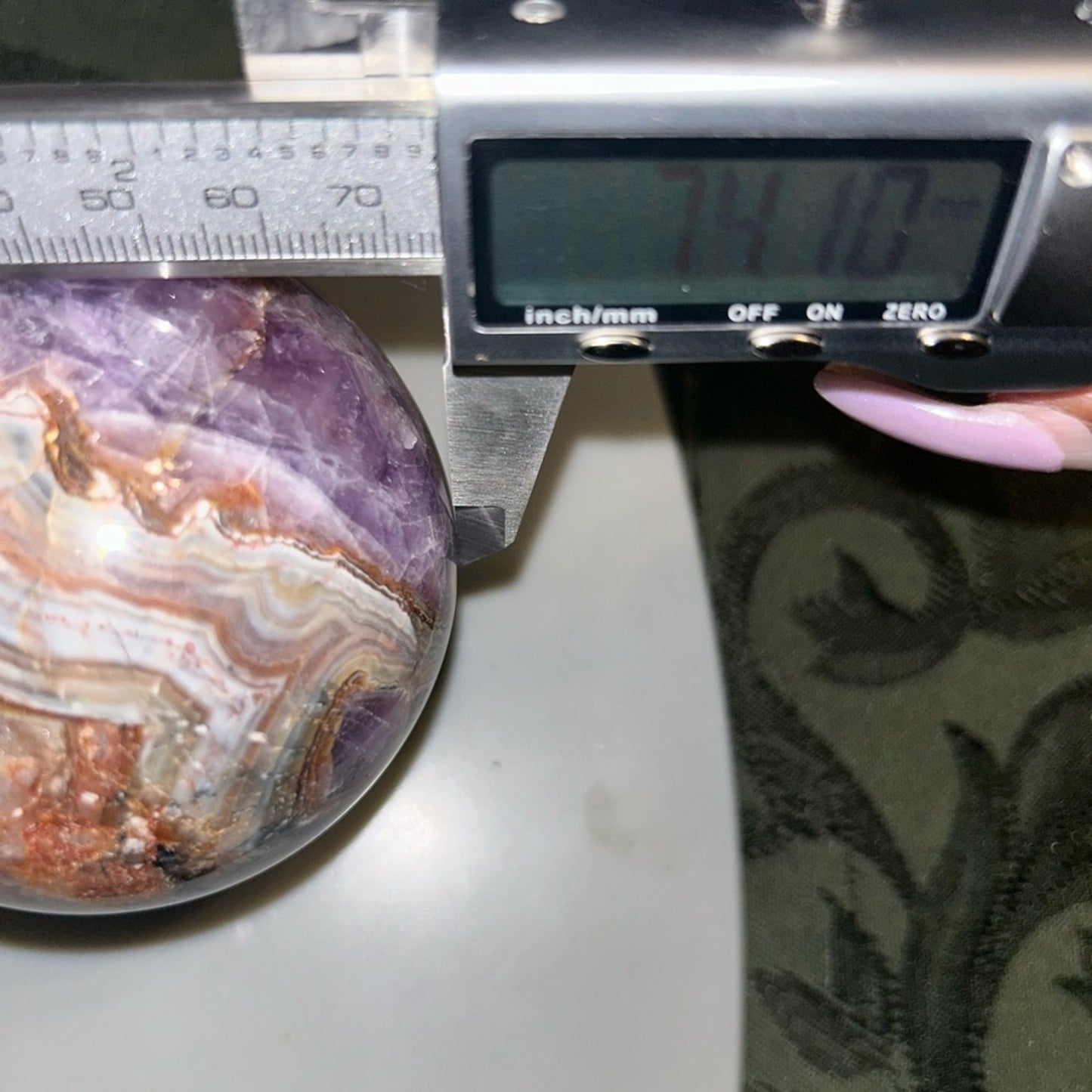 Amethyst and Mexican Lace Agate Sphere 74MM - MXAGAMYSPSML