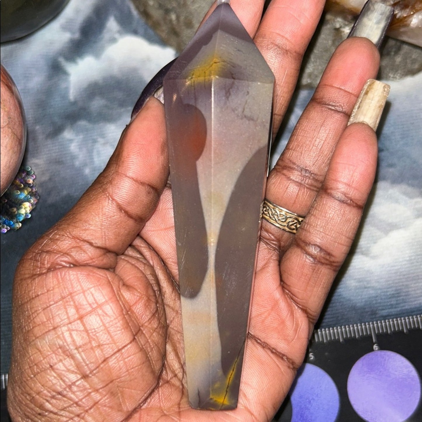 Mookaite Purple and Yellow Crystal Wand Point