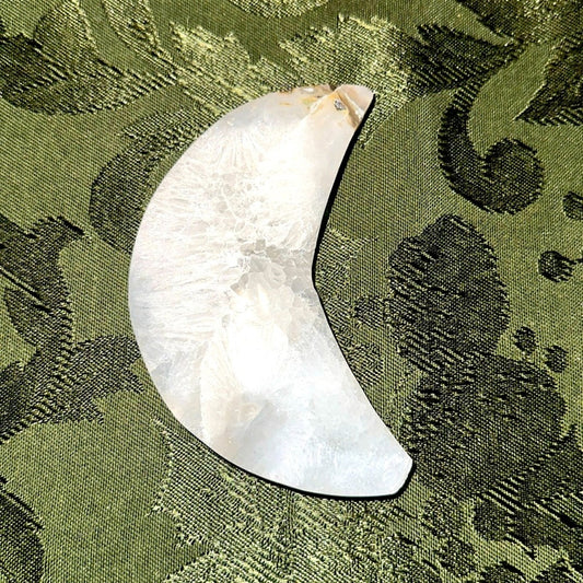 Moss Agate Crescent Moon- MAMOON - 003