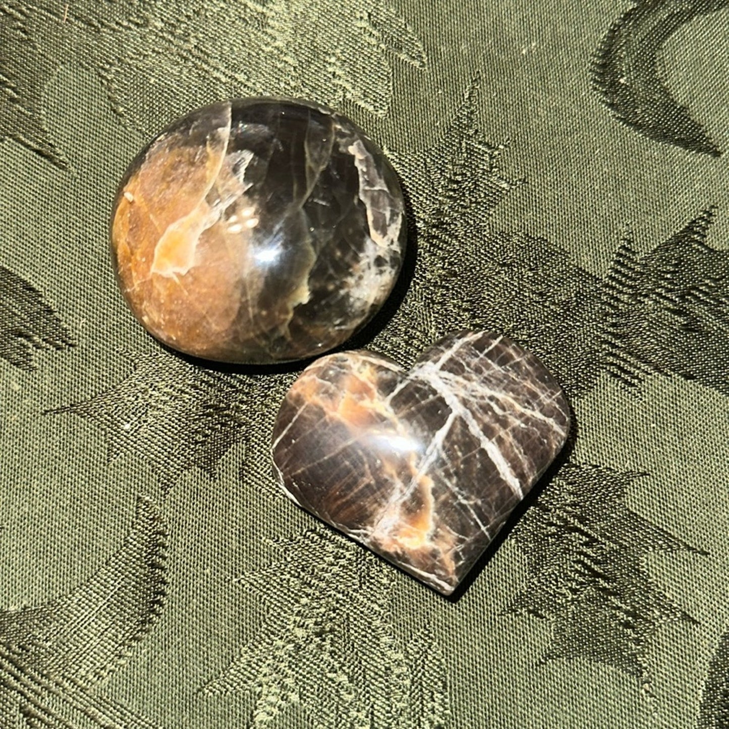 Black Moonstone Set - Palm and Heart stone - BLKMNSTN-002
