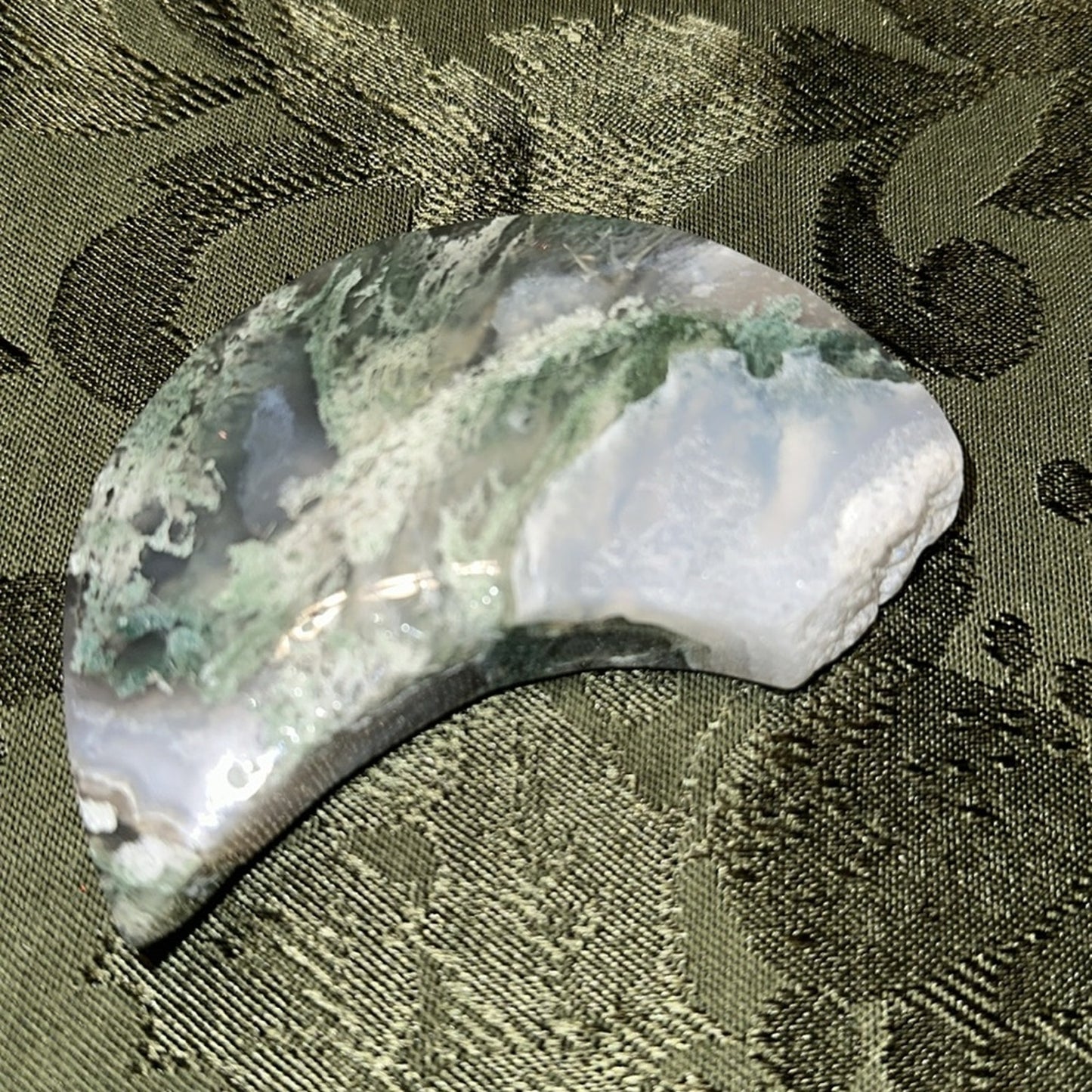 Moss Agate Crescent Moon- MAMOON - 004