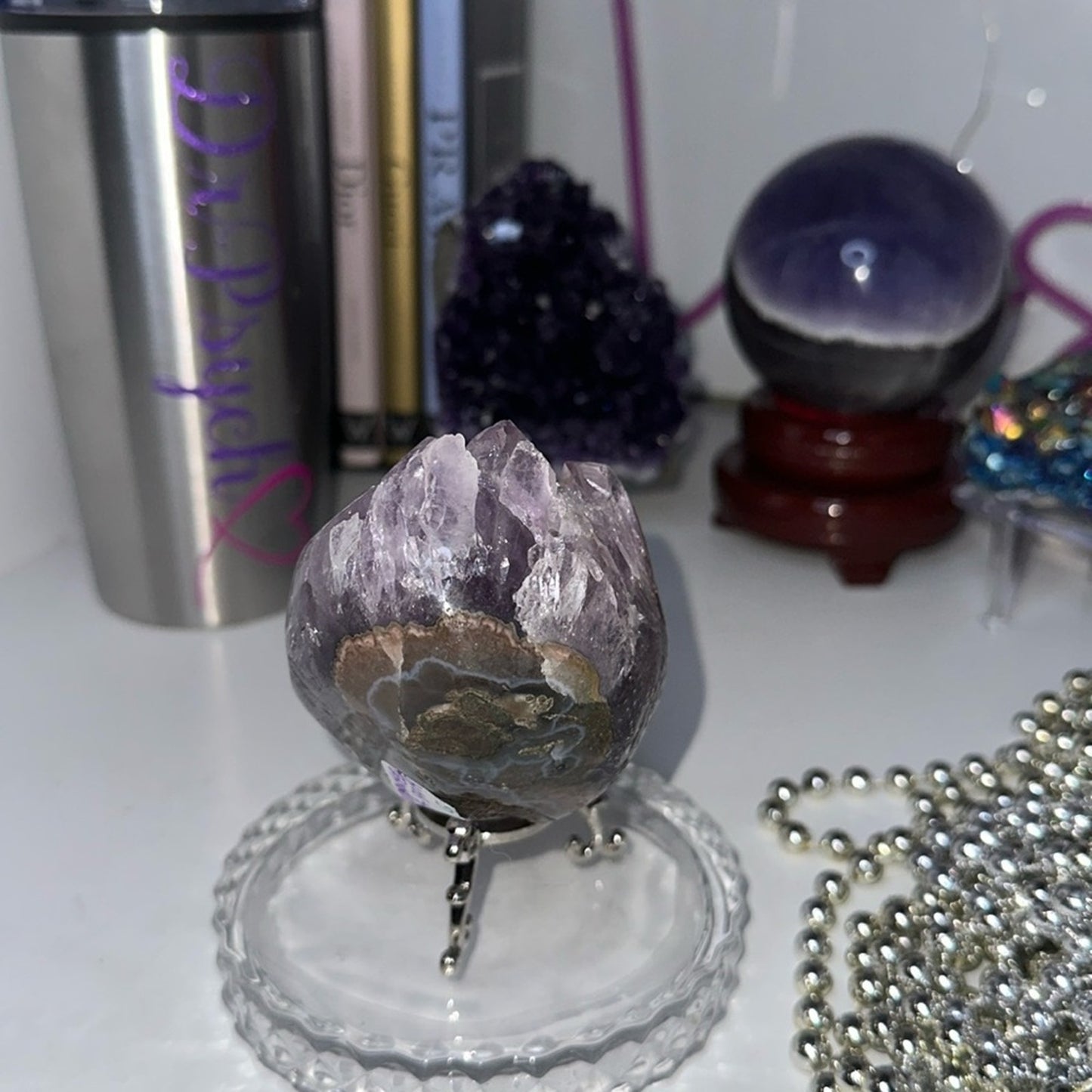 Amethyst Raw Freeform Egg Dinosaur  - DRUZYAMYEGG-001 89MM