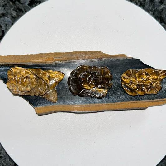 All Natural Tiger’s Eye Flower carving - PRICE FOR 1 FLOWER. PRICE FIRM